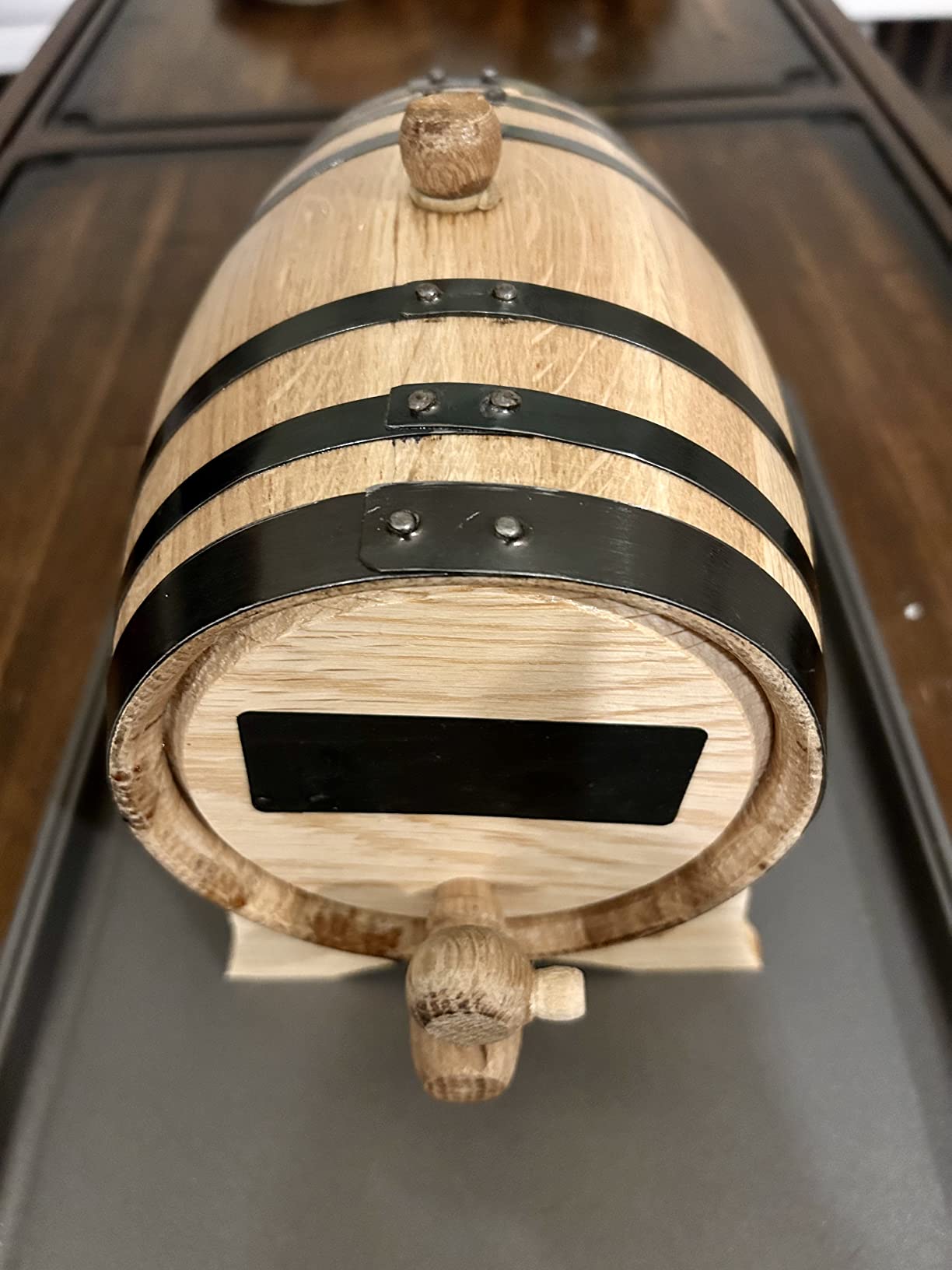 American Oak Barrel (2 liter) with Chalkboard Front - Charred Mini Keg for Aging Cocktails, Bourbon, Scotch, Whiskey, Gin, Hot Sauce - Home Bar Decor by Thousand Oaks Barrel Co. customer photo 2