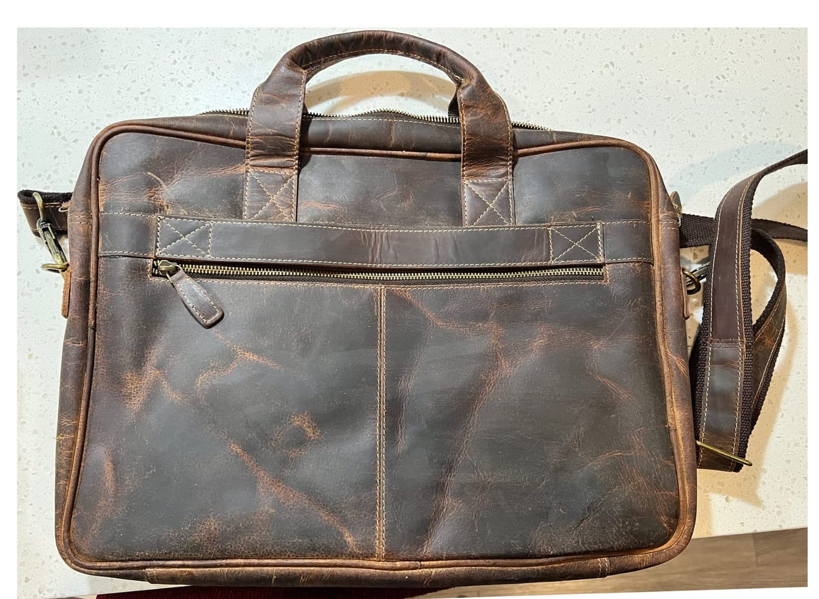 KomalC Leather briefcase 16 inch Laptop Messenger Bag for Men and Women Best Office Satchel Bag customer photo 2
