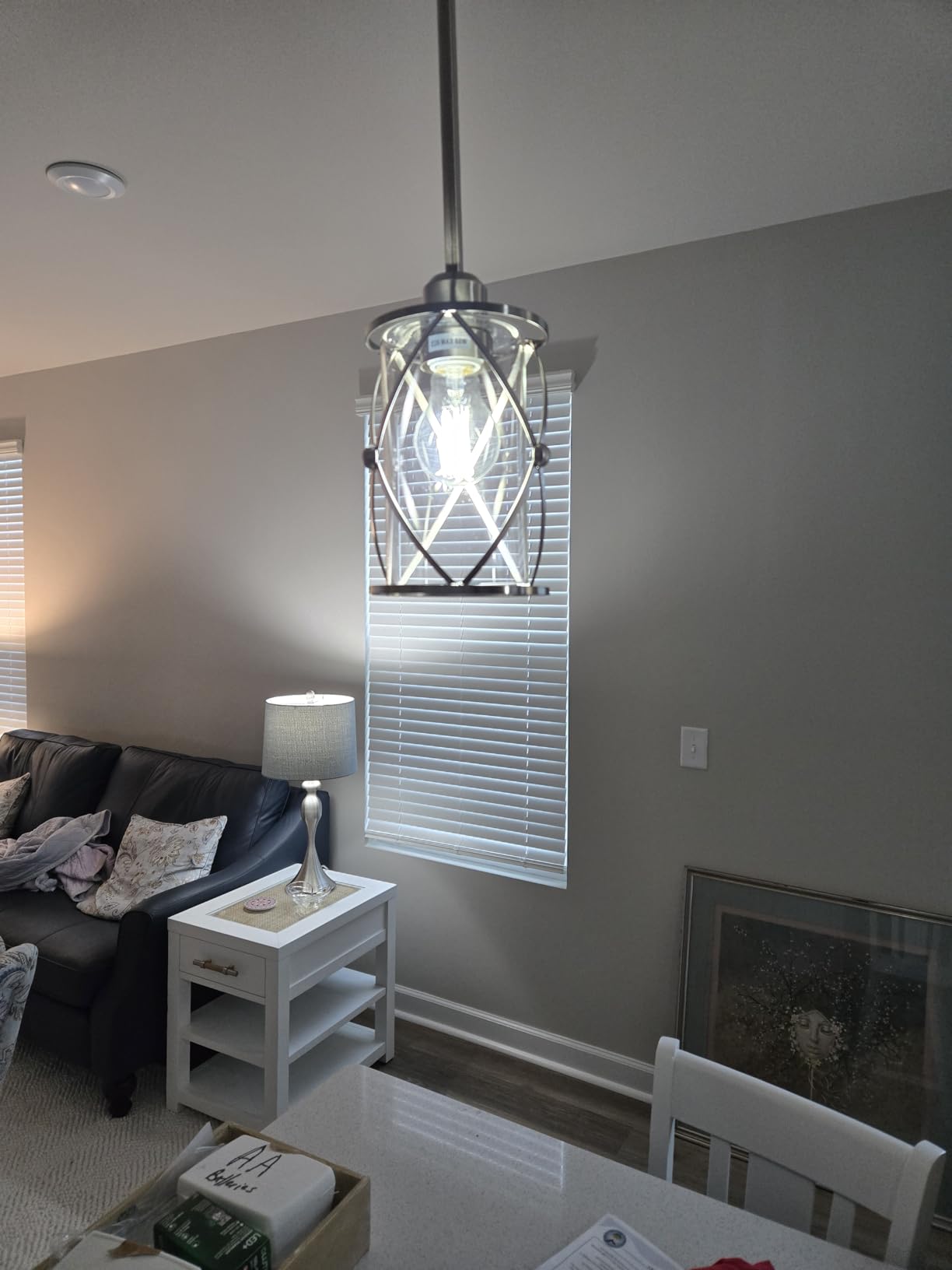 Glass Pendant Lights Kitchen Island 2 Pack, Black Mini Pendant Light with Clear Glass, Farmhouse Industrial Cage Hanging Lighting for Kitchen Sink Dining Room Bathroom, CH9176-1-2PK customer photo 1