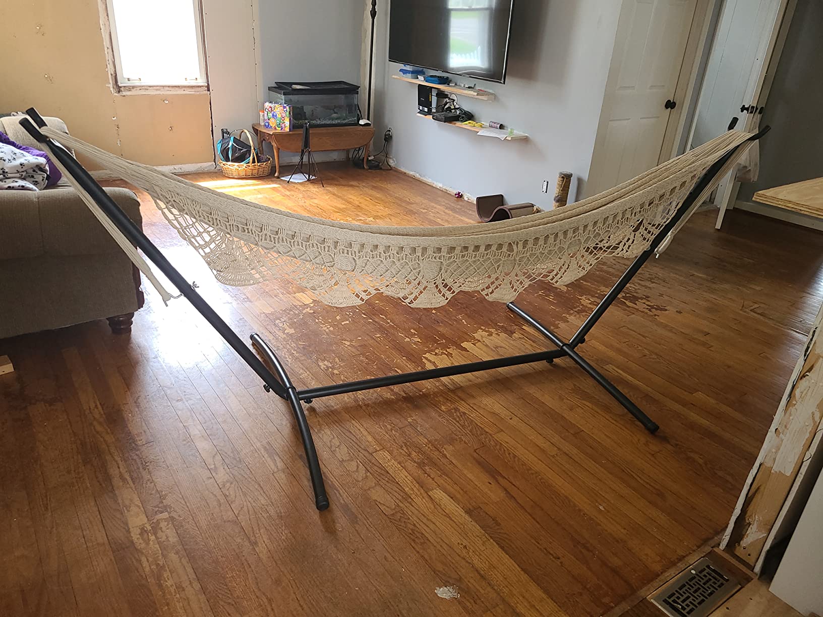 SUPER DEAL Portable 9FT Hammock Stand, Heavy Duty 2 Person 620 LBS Capacity Steel Hammock Frame with Portable Carrying Case, Adjustable 6 Optional Hook Positions, Weather Resistant Black customer photo 2
