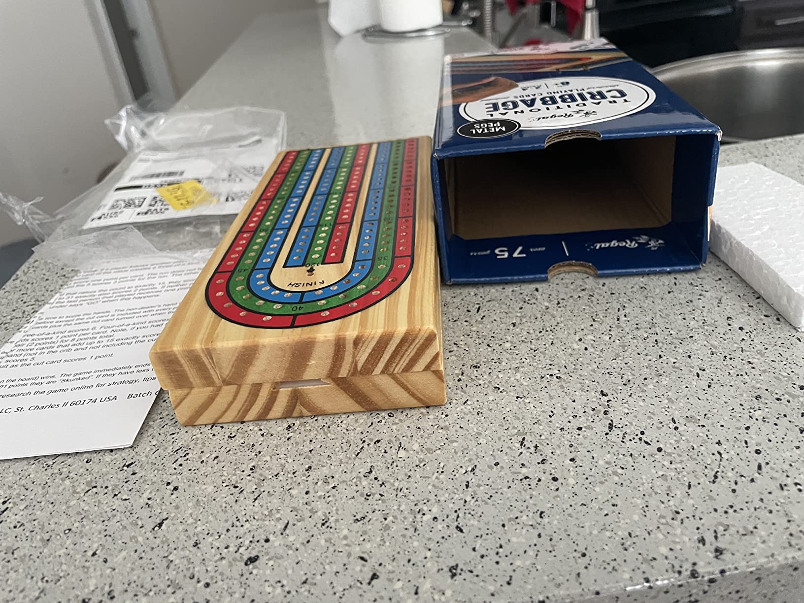Regal Games Cribbage Board Game Set w/Storage - Fun Table Game with Wooden Board for Adults & Kids - 9 Metal Pegs, Deck of Playing Cards & 2-4 Player Games - Ideal for Game Night, Travel (Ages 8+) customer photo 1