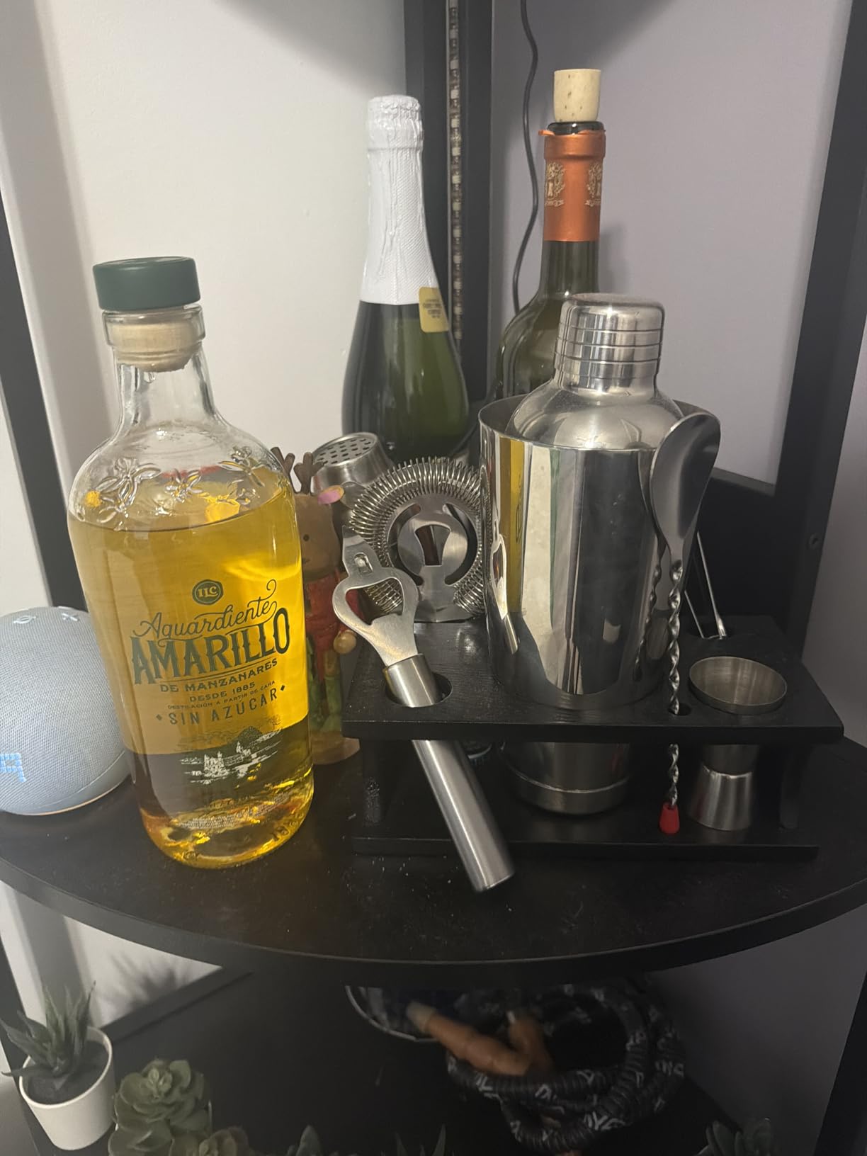 Modern Mixology Cocktail Shaker Set - Bartender Kit with Pine Stand | Leak-Proof Design | Includes Martini Shaker, Jigger, Strainer, Spoon, Tongs | Perfect Bar Tools Gift for Home Mixology (Silver) customer photo 2