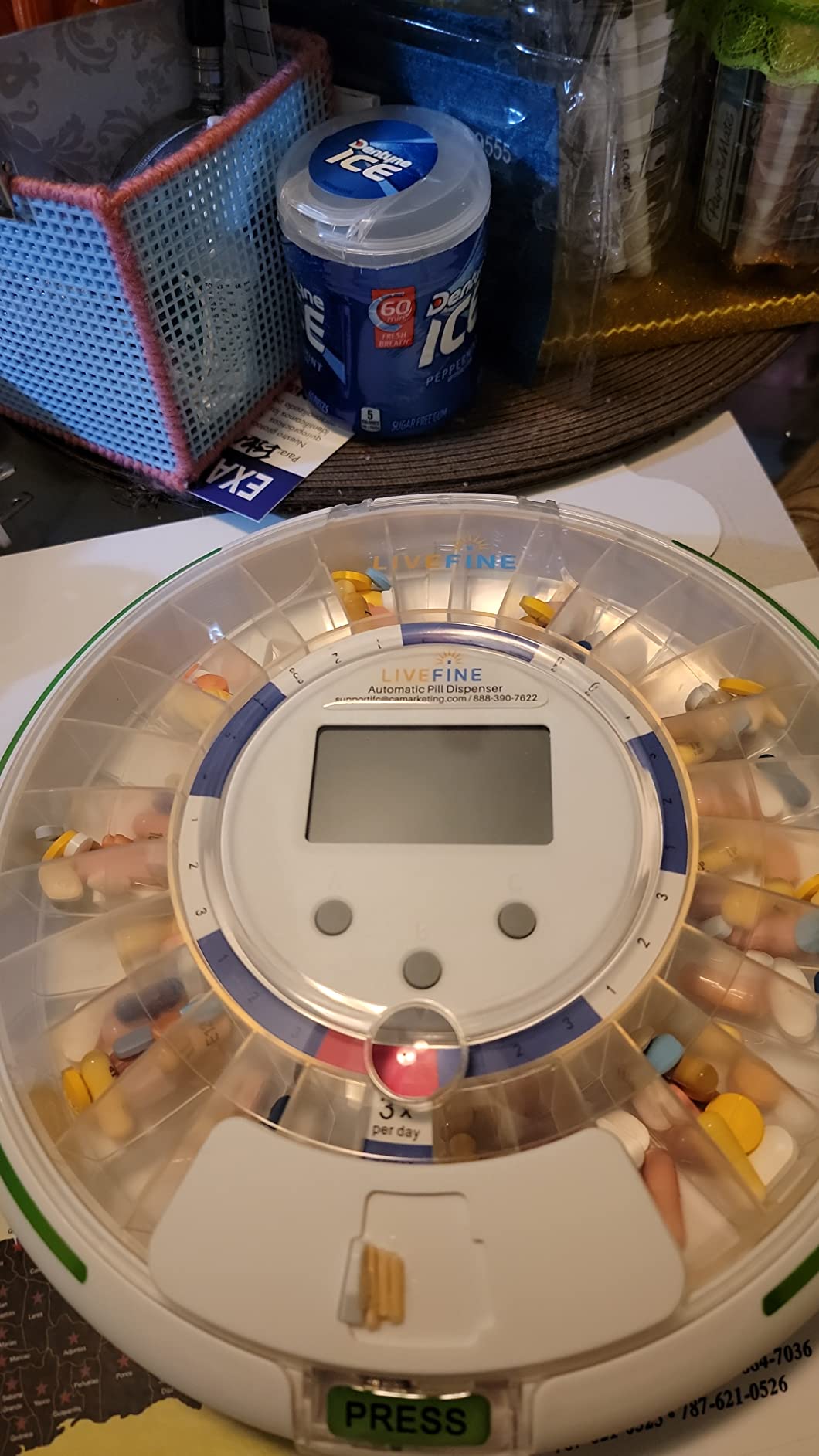 LiveFine Automatic Pill Dispenser for Elderly, 28-Day Supply, Locking Lid | Easy-Fill Carousel, Locking Pill Organizer, Pill Box with Alarm, Easy-Read LCD, Built-In Magnifier, 6 Dosage Rings customer photo 2