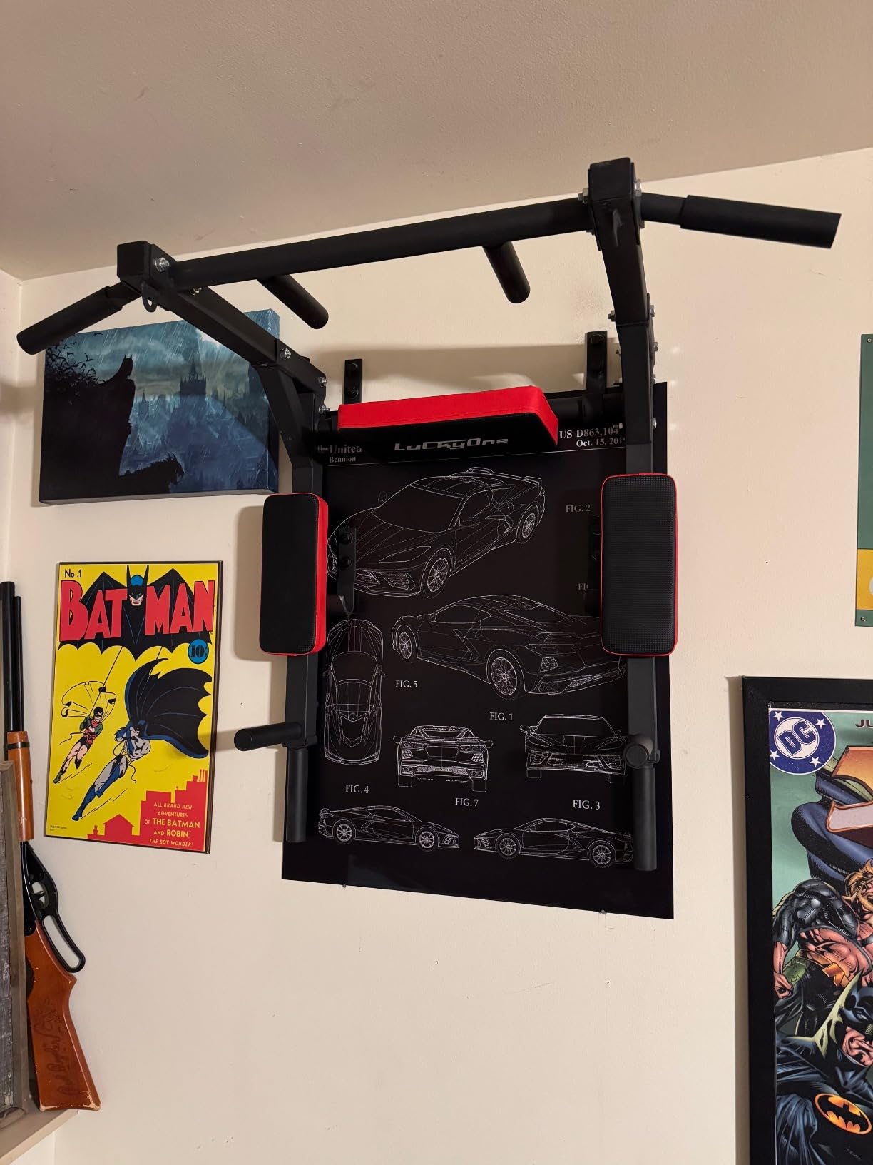 Multifunctional Wall Mounted Pull Up Bar, Chin Up Bar,Dip Station customer photo 2