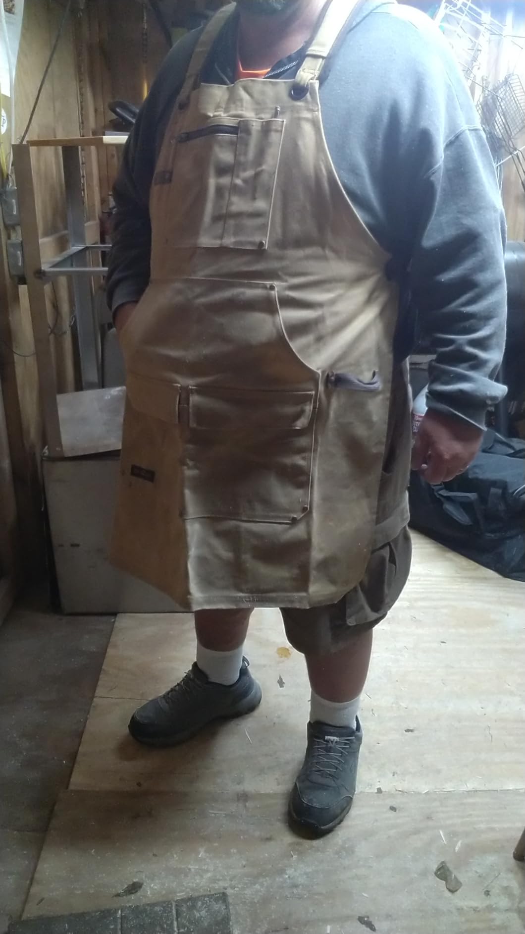 ecoZen Lifestyle Woodworking Apron for Men - Heavy Duty Waxed Canvas Carpenter Apron - For Workshop, Fully Adjustable S-XXXL customer photo 2