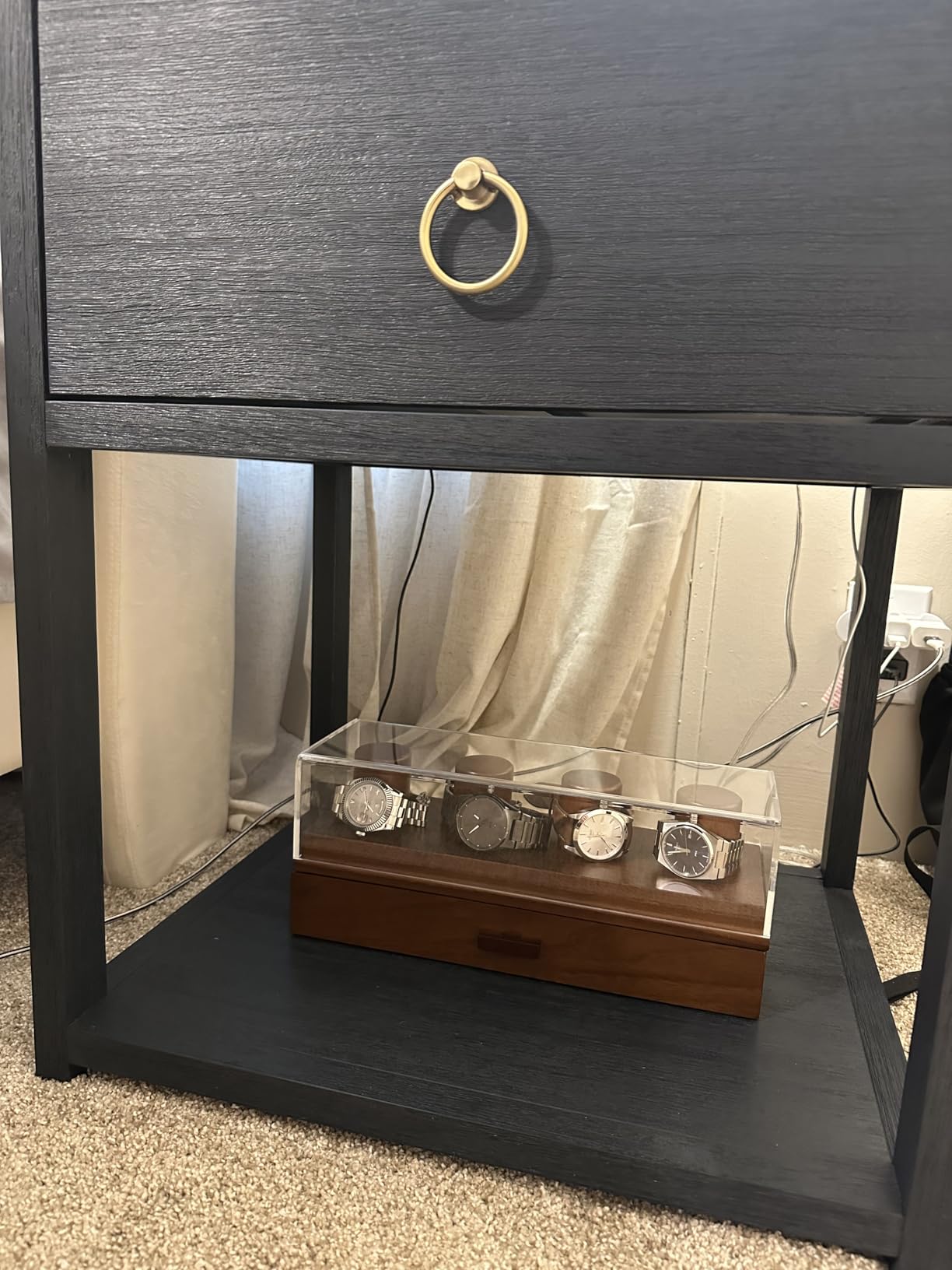 Holme & Hadfield 4 Slot Luxury Watch Display Case with Hinged Cover and Drawer customer photo 2