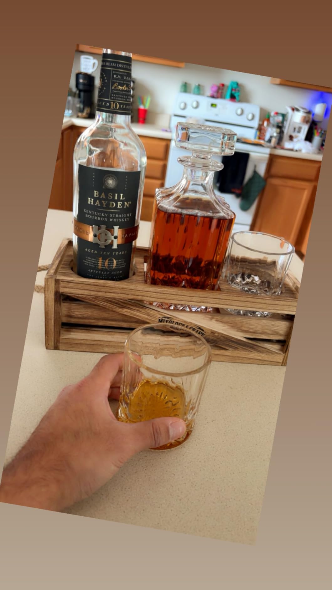 Mixology & Craft Whiskey Decanter Set – Elegant 24oz Crystal Glasses, Rustic Wood Stand, 6 Chilling Stones, Metal Tongs, Recipe Cards, 2 Glasses, Lead-Free - Ideal Gift for Fathers customer photo 2