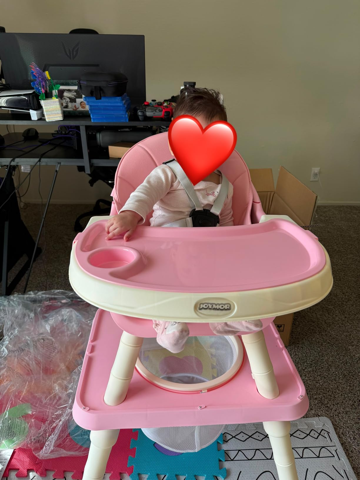 JOYMOR 7 in 1 Convertible Baby High Chair for Babies and Toddlers, Table and Chair Set, Infant Eating Highchair with Leather Seat Cushion customer photo 1