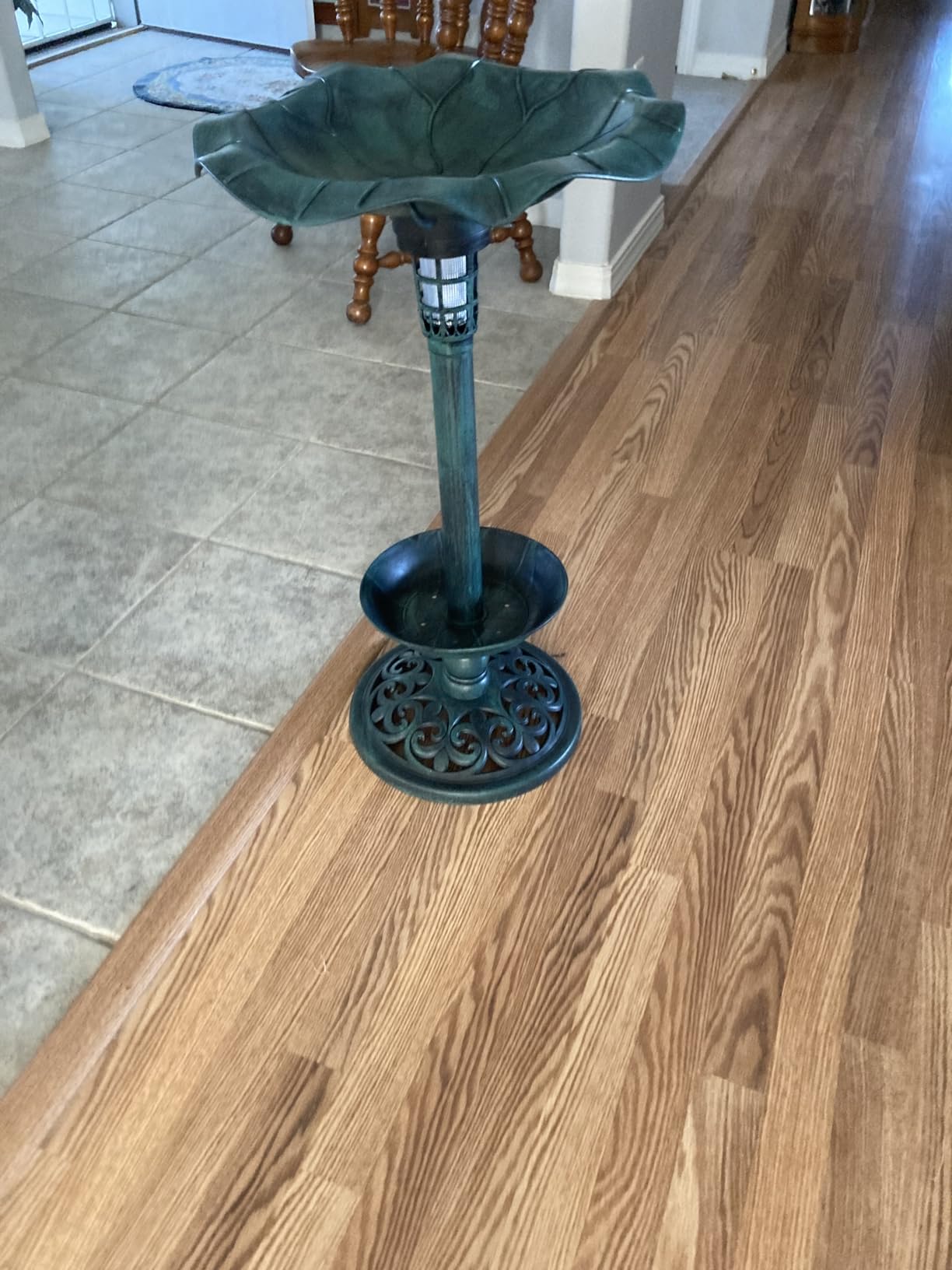 Best Choice Products Outdoor Solar Lighted Pedestal Bird Bath Fountain Decoration w/Planter, Integrated Panel, Scroll Accents for Lawn, Garden - Green customer photo 1