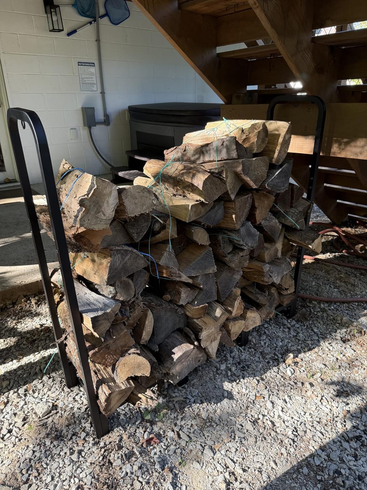 Firewood Rack Stand 4ft Heavy Duty Logs Holder for Outdoor Indoor Fireplace Metal Wood Pile Storage Stacker Organizer, Matte Black customer photo 1