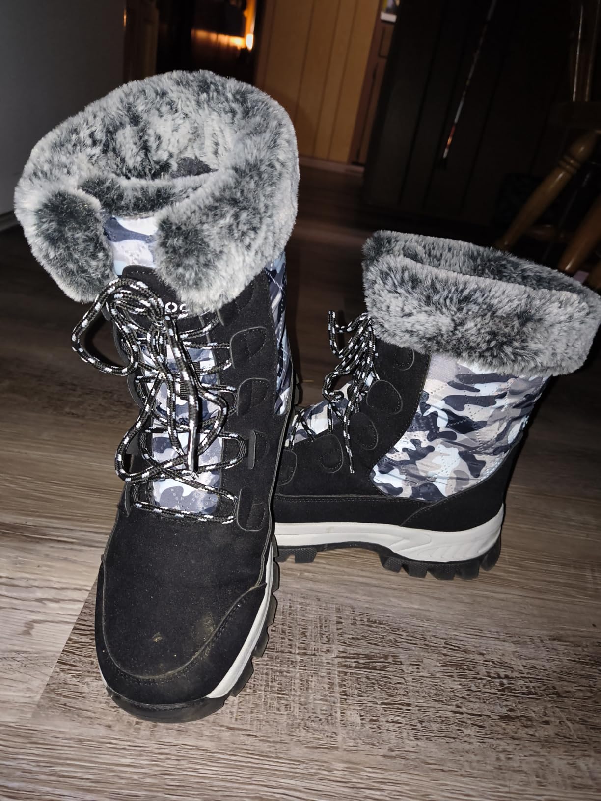 COOJOY Womens Waterproof Winter Snow Boots Warm Shoes Furry Mid Calf Lightweight Walking Hiking Booties customer photo 1