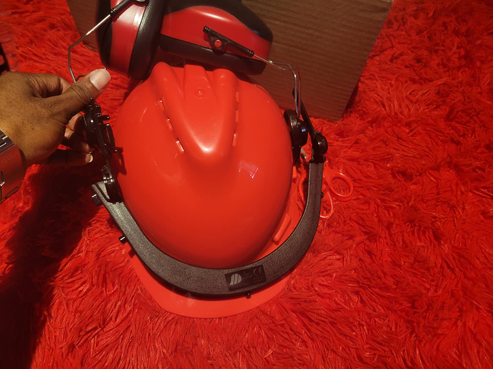 NEIKO Safety Face Shields, Forestry Helmet with Shield and Earmuffs customer photo 2