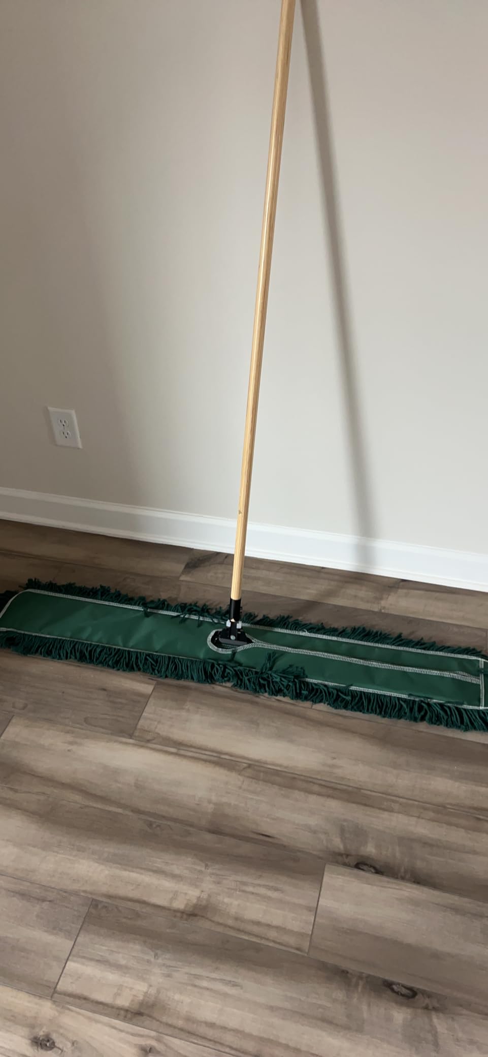 Commercial Floor Sweeper, 48 in. Reusable Mop Head, Wooden Handle, Industrial Dry Mop for Hardwood Floors, Blue customer photo 2