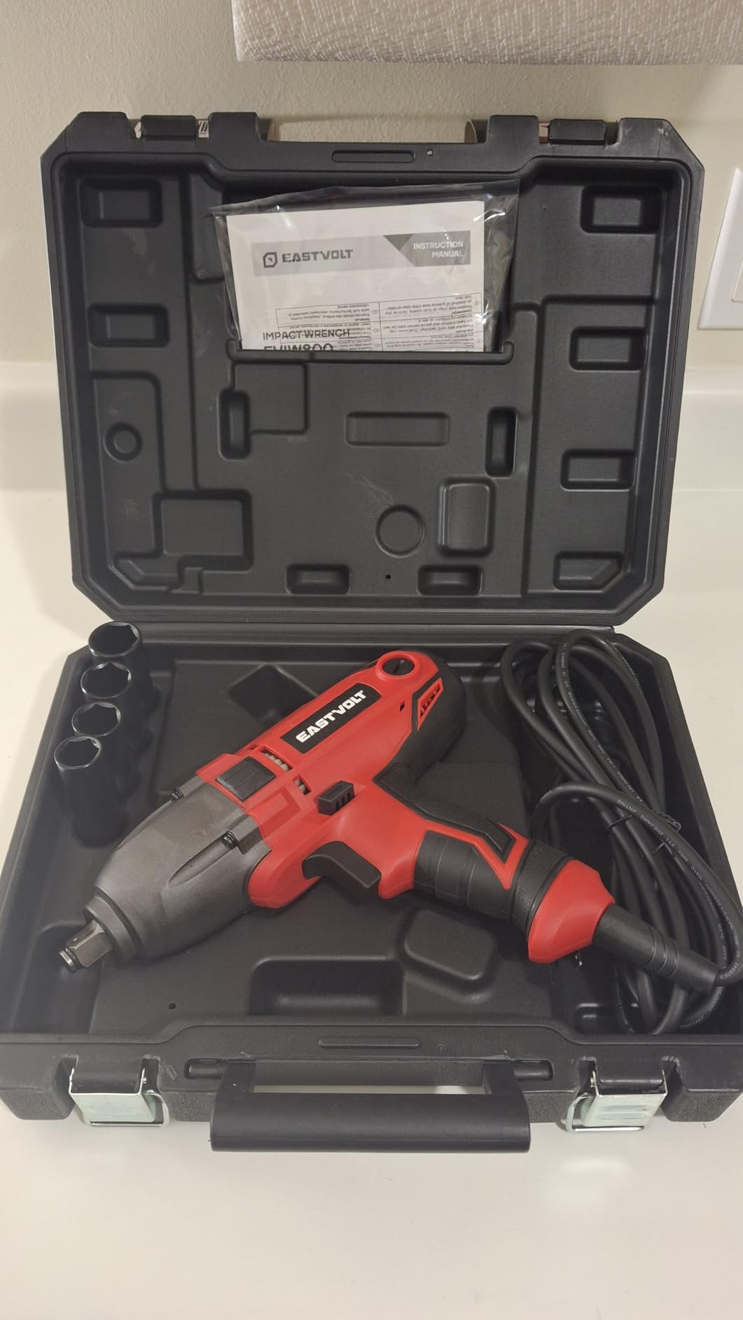 Eastvolt 800W Electric Impact Wrench, Heavy Duty 7.5 Amp Corded Max Torque 450 Ft-lbs 3400 RPM, 1/2 Inch with Hog Ring Anvil customer photo 1