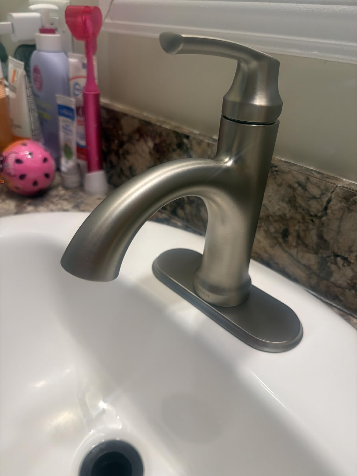 Moen 84980SRN Wellton 1-Handle Bath Faucet w/Drain, Spot Resist Nickel customer photo 1