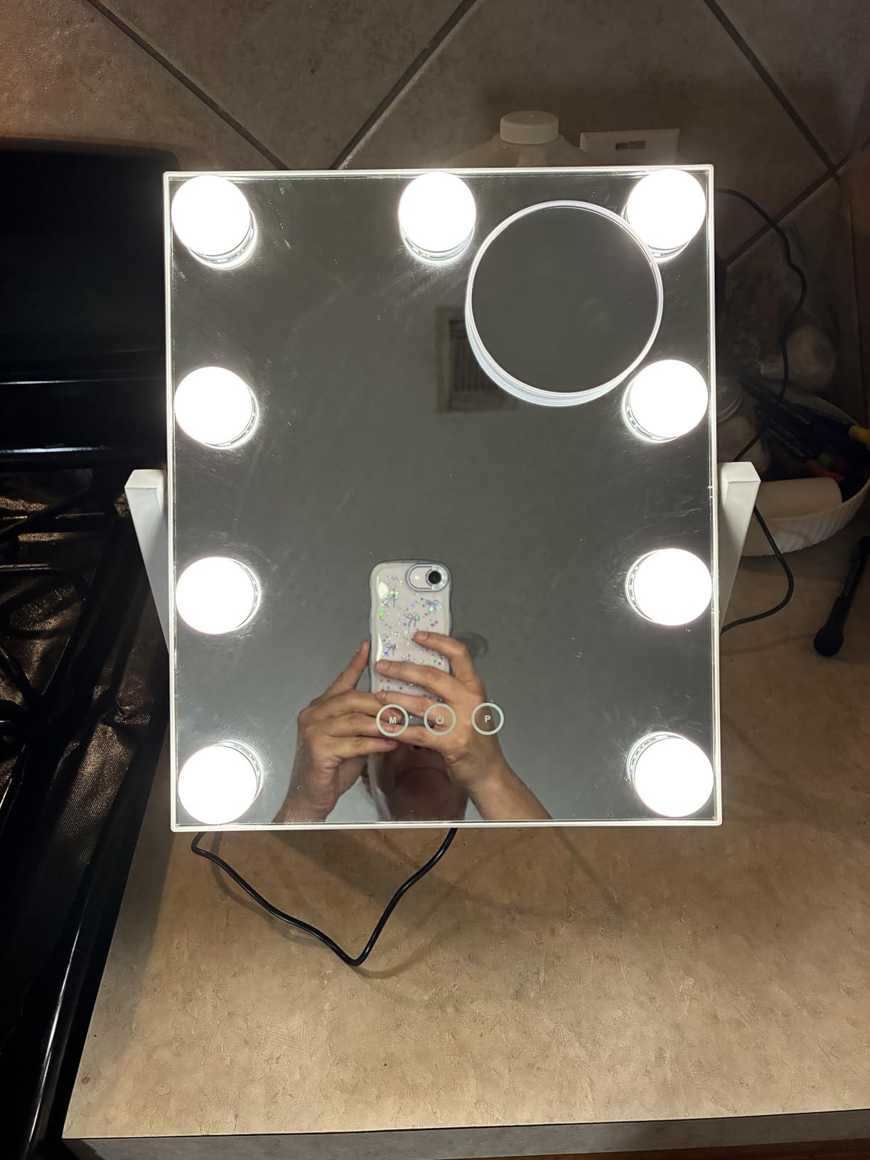 Vanity Mirror with Lights, Makeup Mirror with Lights,3 Color Lighting Modes Detachable 10X Magnification Mirror Touch Control,360°Rotation, White. customer photo 2