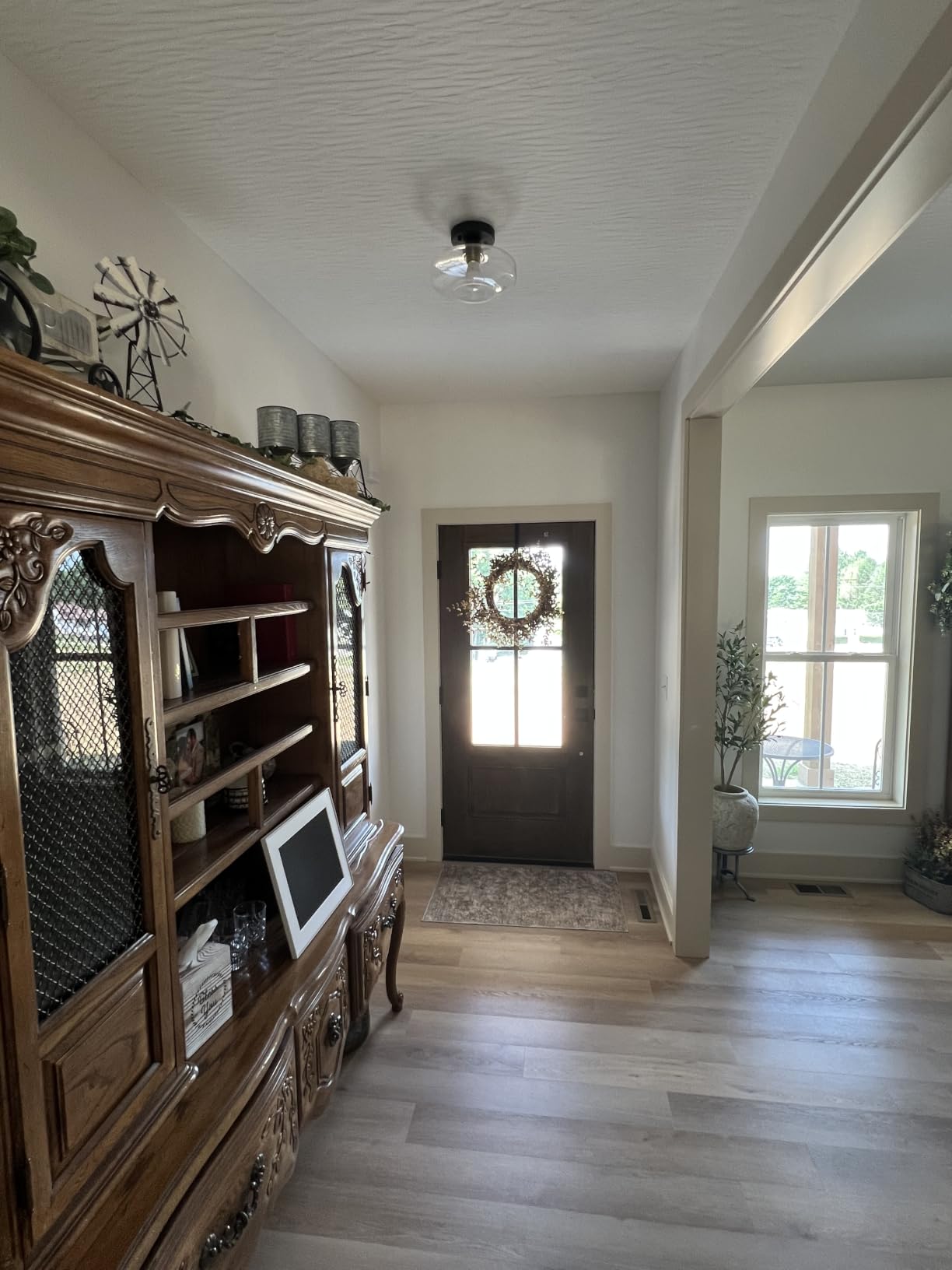 Industrial Semi Flush Mount Ceiling Light, Seeded Glass Shade Farmhouse Light Fixture for Hallway Corridor Kitchen Bathroom Bedroom Passway customer photo 1