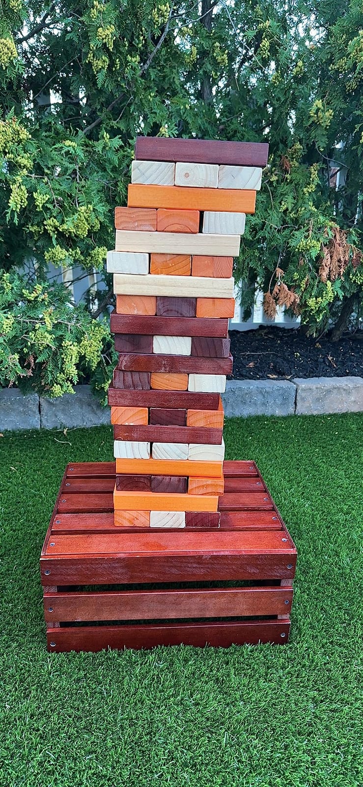 Swooc Games - Reclaimed Giant Tower Game (Weather Resistant) 60 Blocks + Storage Crate/Outdoor Game Table | Stacks up to 5ft | Giant Outdoor Tower for Adults | Large Yard Activity | Jumbo Lawn Fun customer photo 1