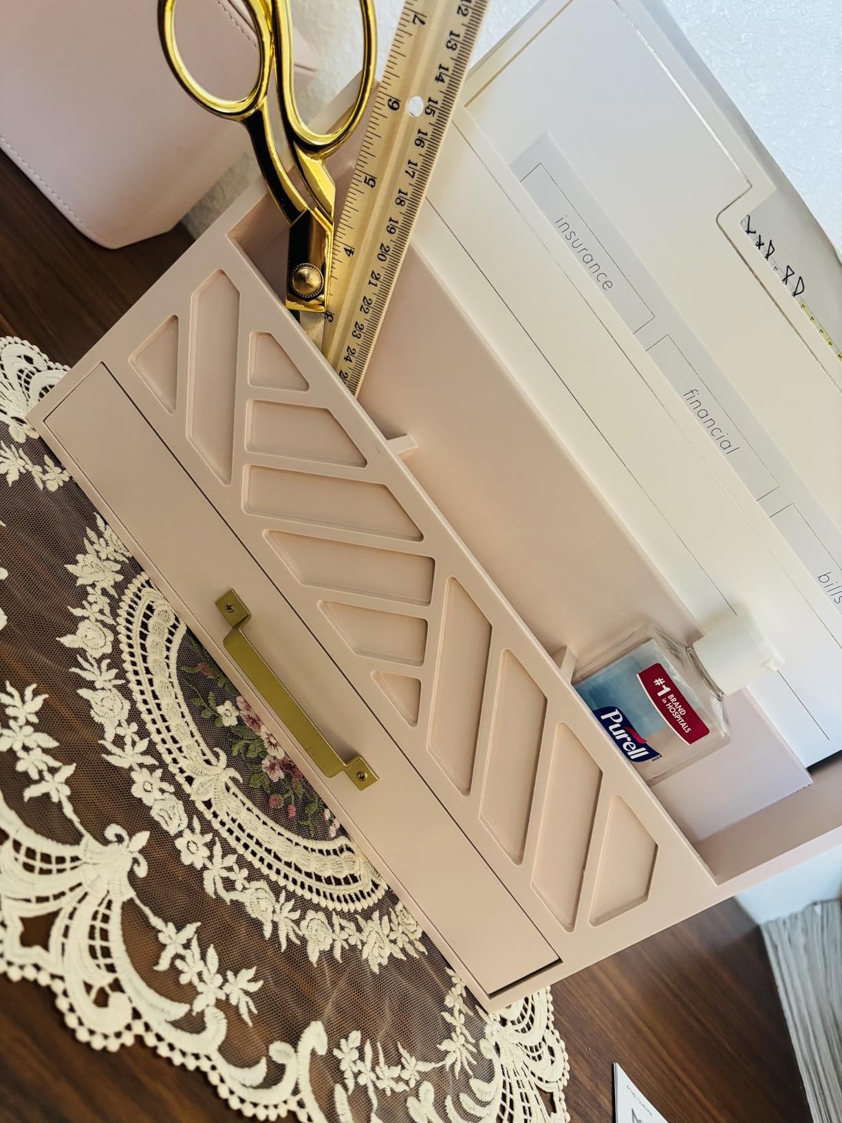 BLU MONACO | Wooden Mail Organizer with Drawer and Compartments | Mail Sorter Organizer Countertop for Desk Entryway | Outgoing Mail Holder Wood Desktop File Storage customer photo 2