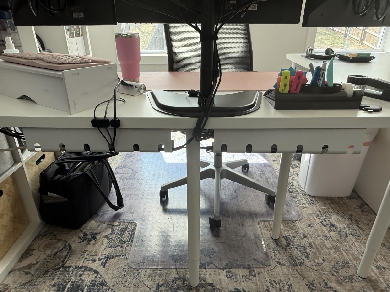 PAMO Cable Management Under Desk, Set of 2 - Black | Easy under-table mounting keeps cables organized, includes 10 cable ties for a clean and tidy office or home workspace. customer photo 1