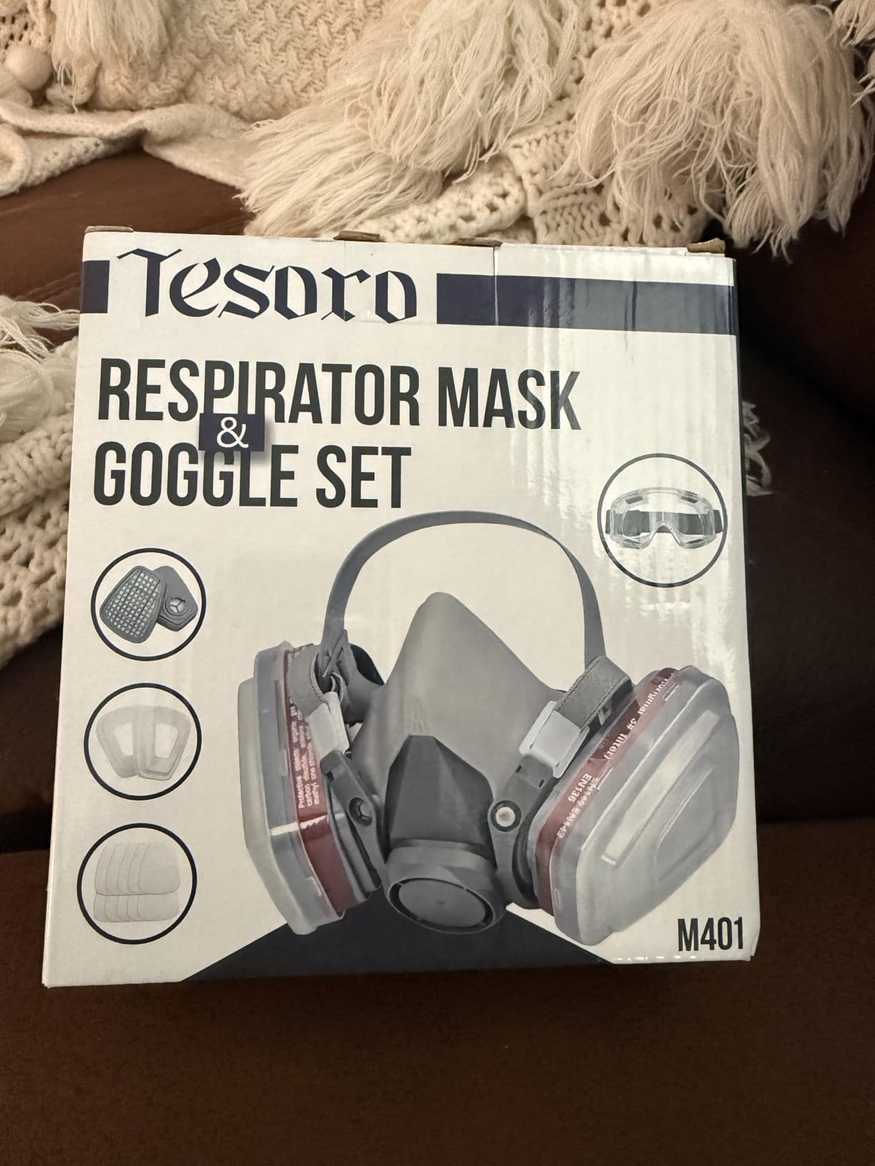 Respirator Mask for Spray Painting, Woodworking, Welding, Dust, and General Safety with Clear Eye Goggles, 10 Replacement Filters, Half Face Cover with Safety Glasses customer photo 1