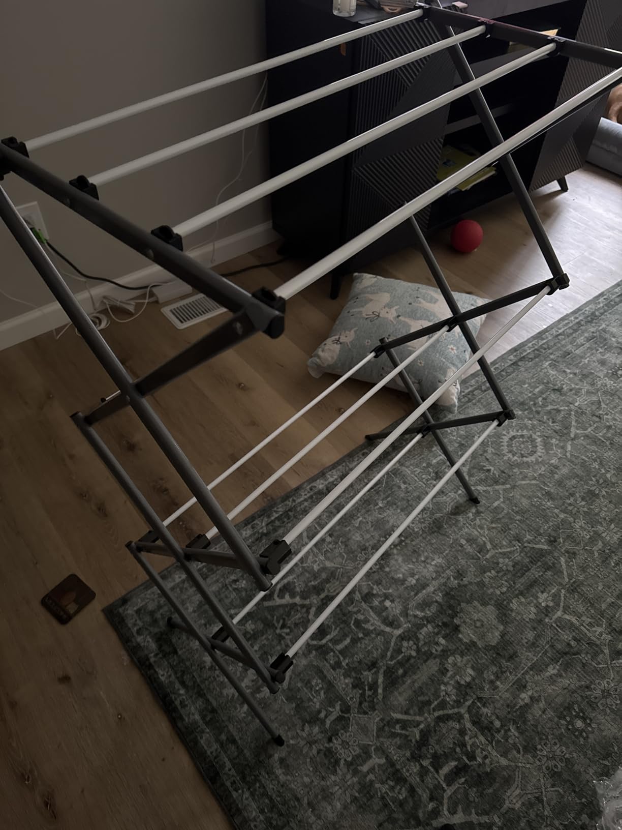 Honey-Can-Do 6-Tier Collapsible Steel Clothes Drying Rack, 24 ft, White | 6-tier steel rack with 24 ft of drying space folds flat to 3 in. Coated bars are gentle on delicates; 50 lb capacity. customer photo 1