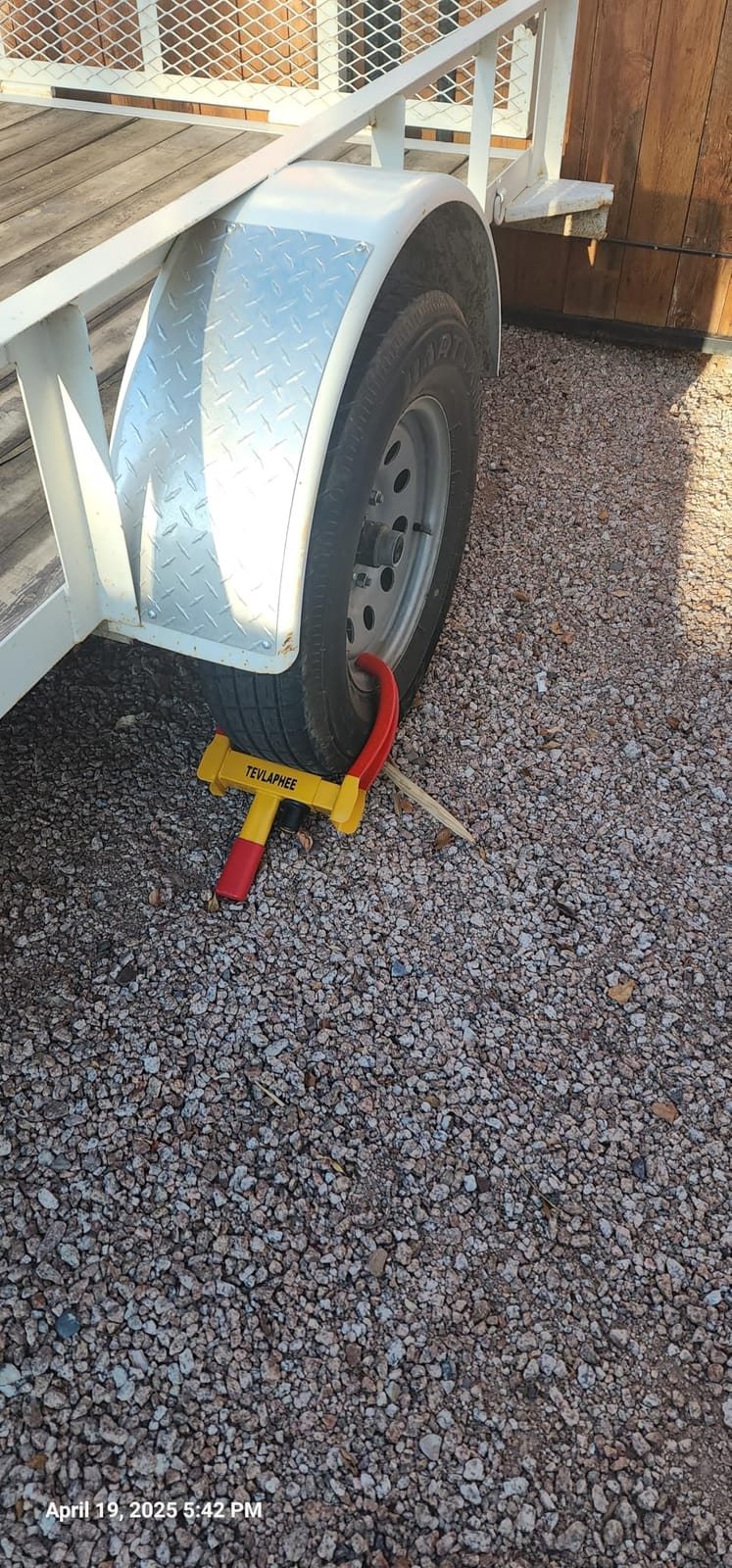 Tevlaphee Universal Wheel Lock Heavy Duty Security Trailer Wheel Lock Anti Theft Wheel Locks for Cars SUV Camper Motorcycle Trailer Great Deterrent Bright Color with 3 Keys (Red-Yellow) customer photo 2