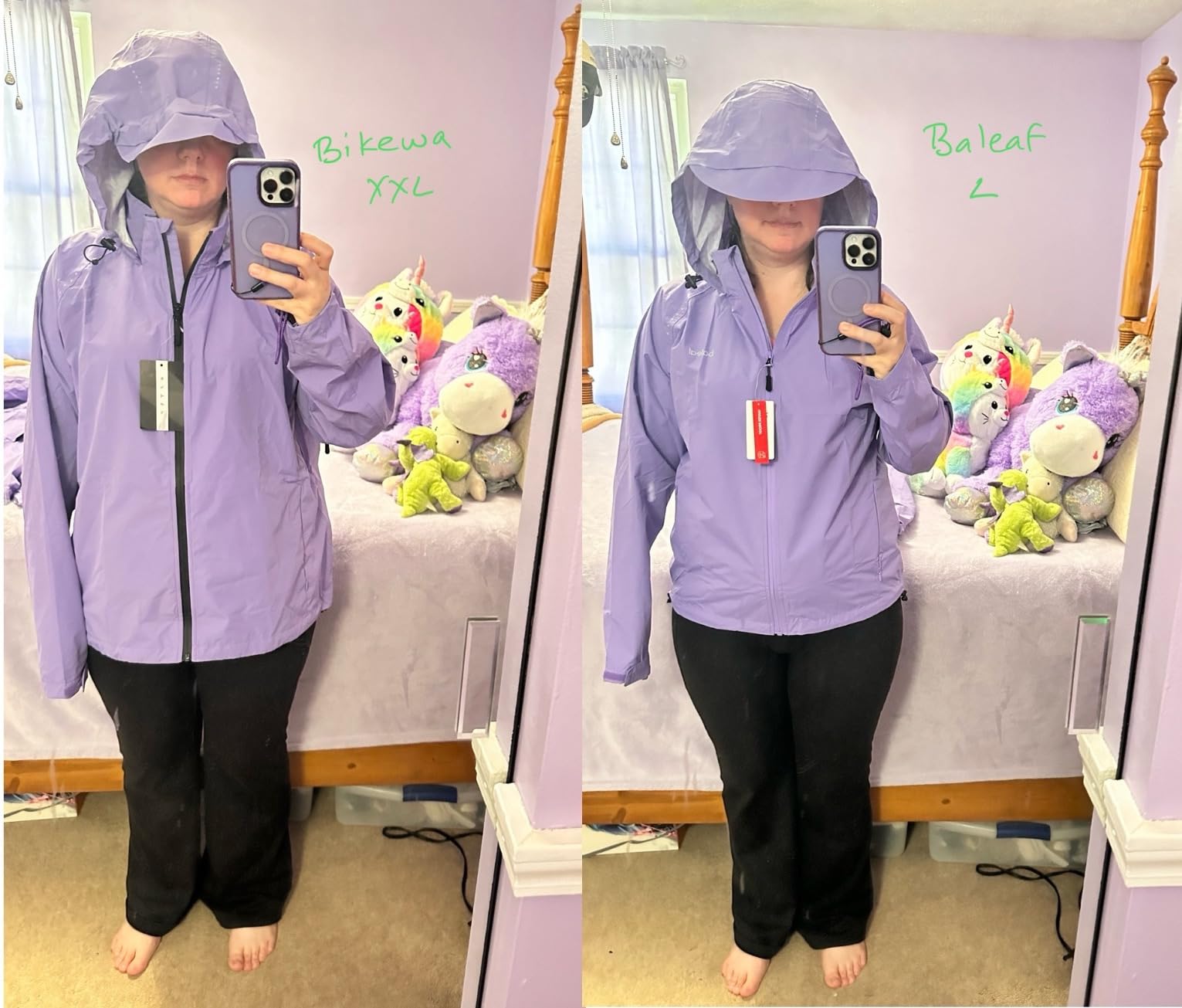 baleaf Packable Rain Jacket Women Waterproof Lightweight Jackets Hooded customer photo 2