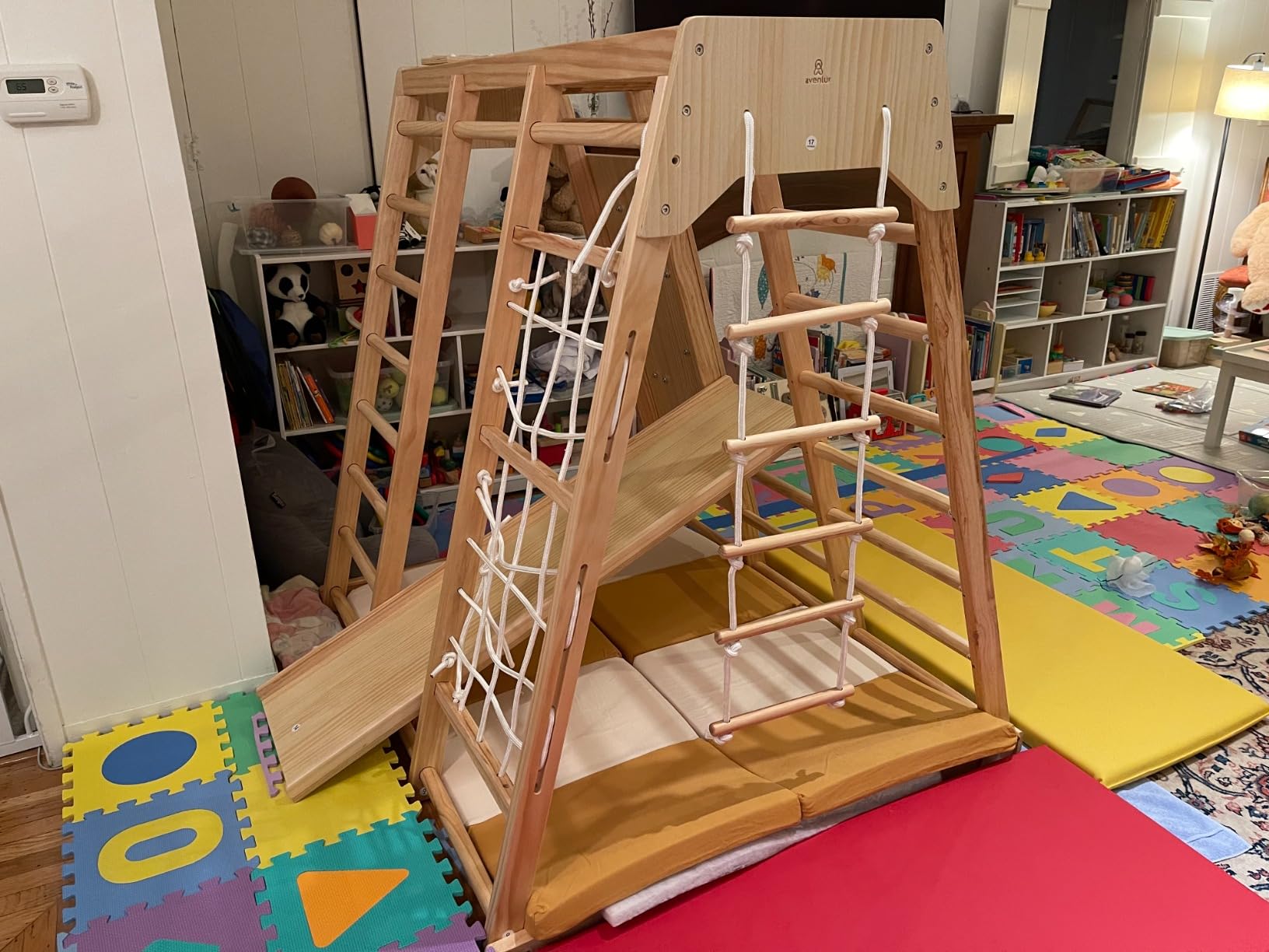 Avenlur Magnolia 7-in-1 Indoor Jungle Gym for Kids, Large, Natural - Wooden Montessori play gym, indoor playground ages 2-6, FSC pine, slide, swing, monkey bars, rock wall customer photo 1