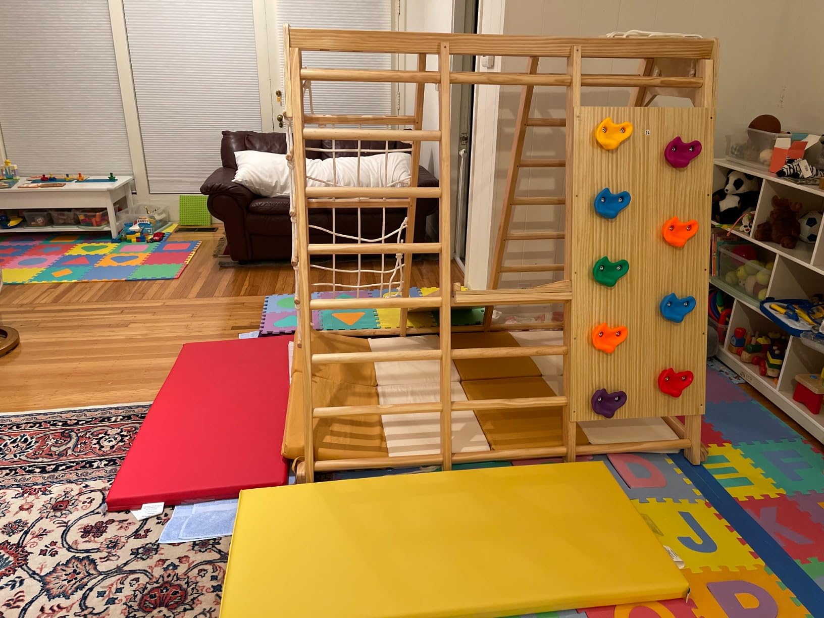 Avenlur Magnolia 7-in-1 Indoor Jungle Gym for Kids, Large, Natural - Wooden Montessori play gym, indoor playground ages 2-6, FSC pine, slide, swing, monkey bars, rock wall customer photo 2