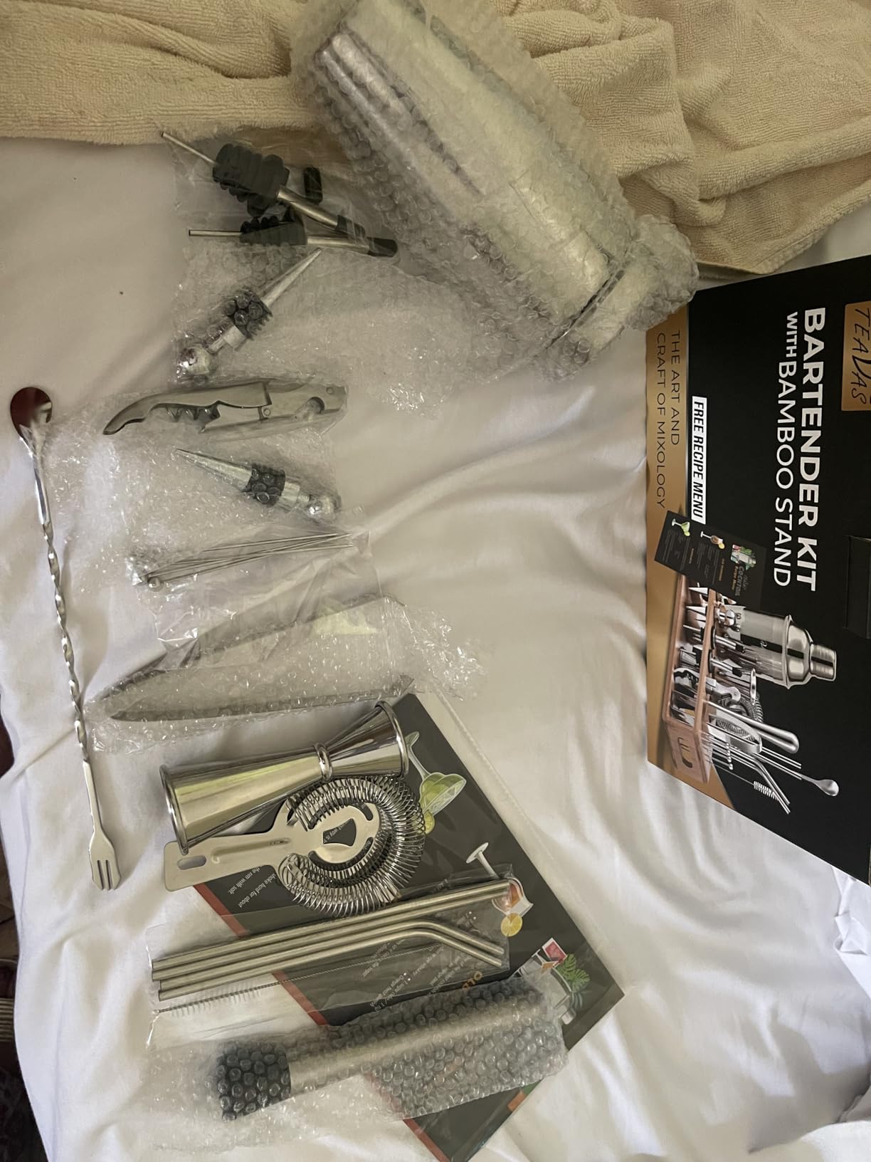 Mixology Bartender Kit with Japanese Jigger & Bamboo Stand - 25 Piece Stainless Steel Cocktail Making Set, Shaker, Strainer, Mixer, Spoon, Muddler, Barware Tools - Birthday Gifts & Anniversary customer photo 1