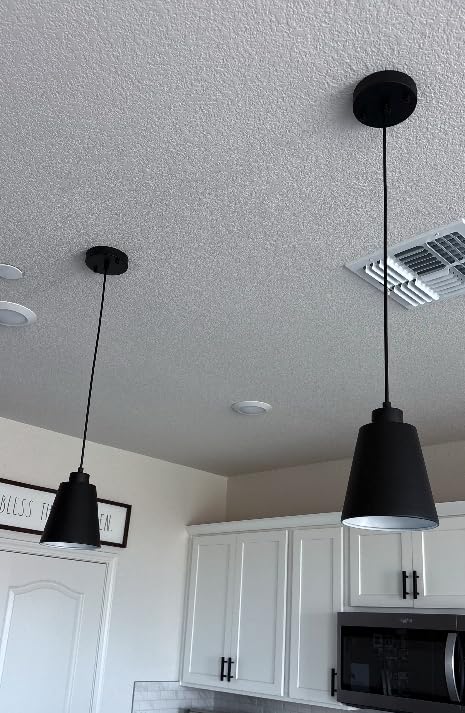 Modern Black Pendant Light Fixture 5.94'' (3-Pack) Mini 1-Light Pendant Lighting 3-Pack for Kitchen Island Industrial Hanging Pendant Light Cup Shade for Christmas Gift, Dining Room, Bar, E26, MAX60W customer photo 1