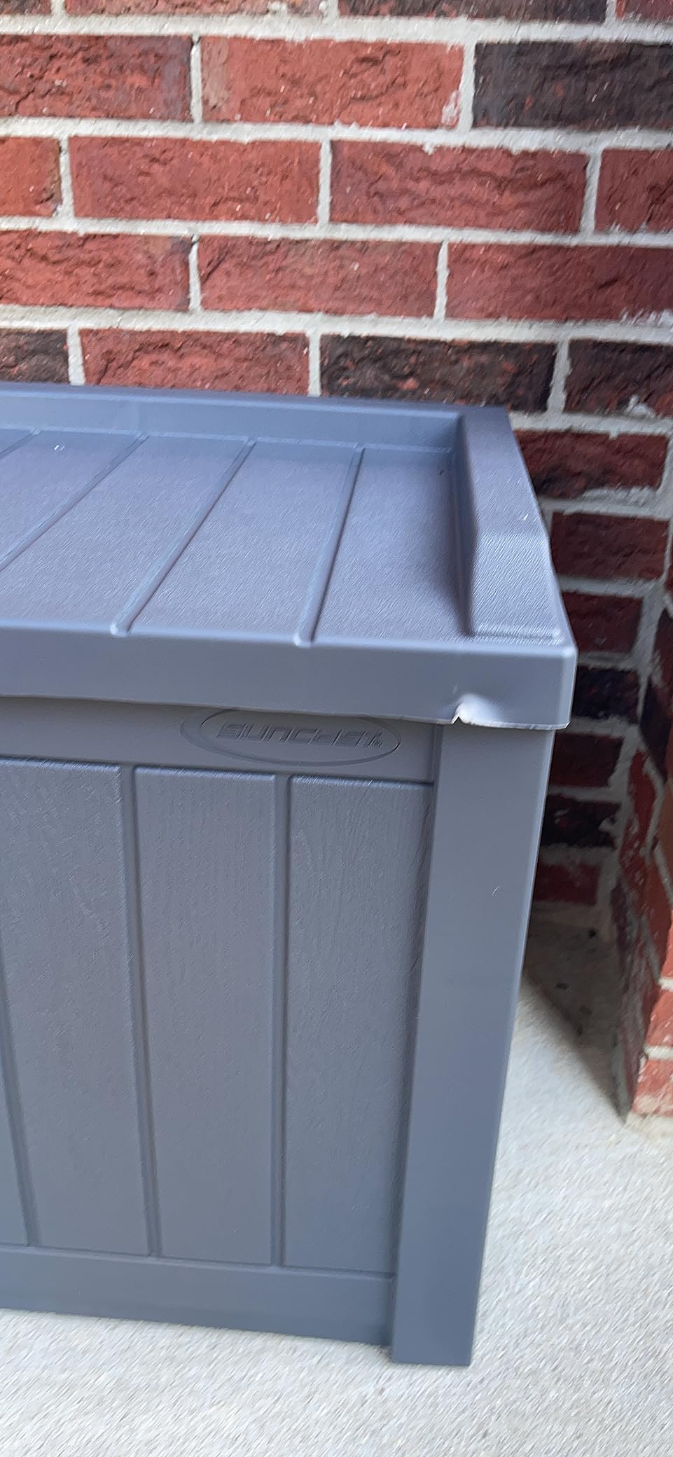 Suncast Small Deck Box Storage w/ Bench Seat for Indoor & Outdoor Use, 22 Gal., Cyberspace customer photo 1