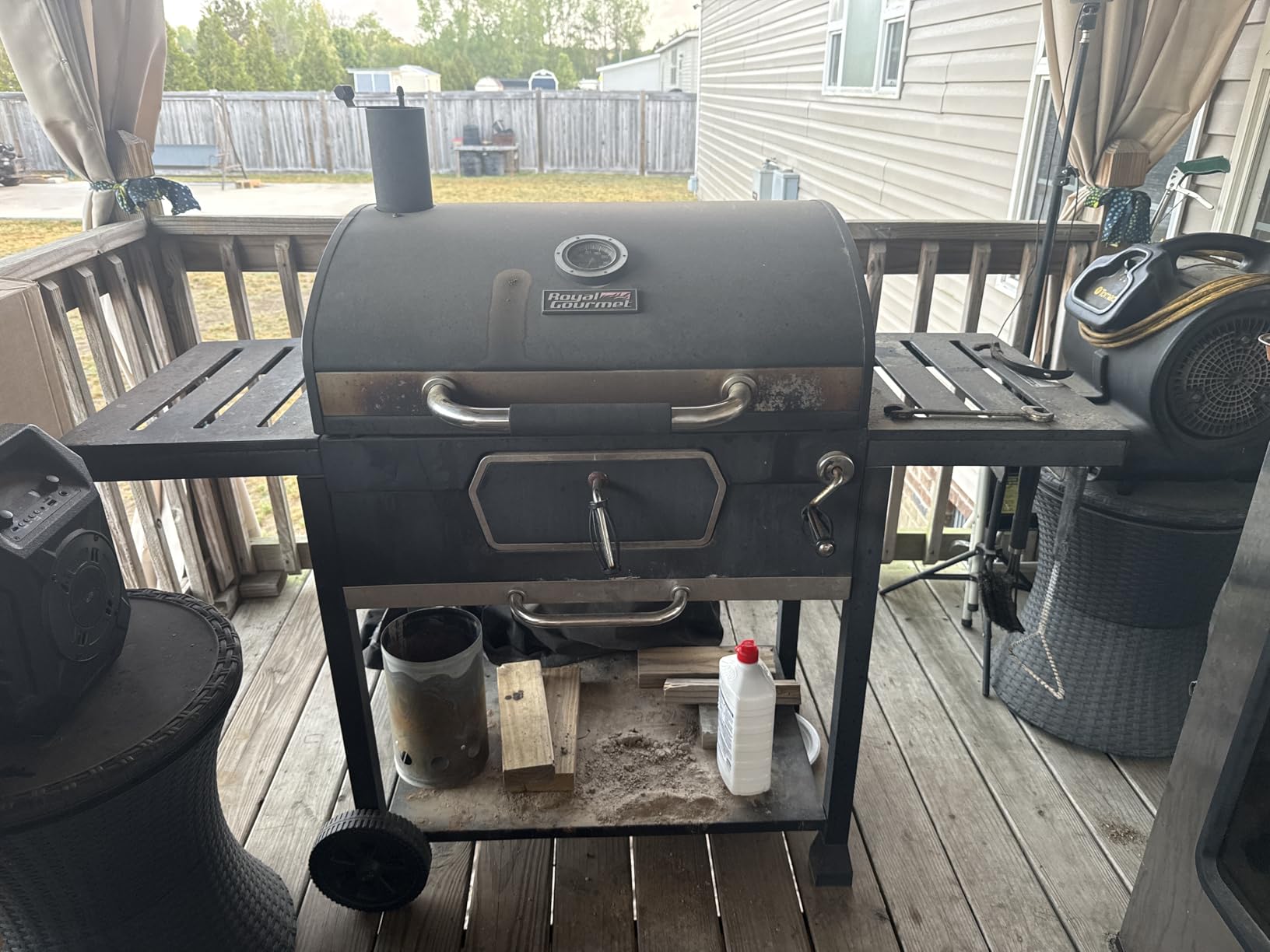 Royal Gourmet CD2030AN Deluxe 30-Inch Charcoal Grill, Collapsible Tables | Large BBQ Smoker, Crank Handle, Front Charcoal Access Door, Temperature Gauge, Picnic Camping Patio Backyard Cooking, Black customer photo 2
