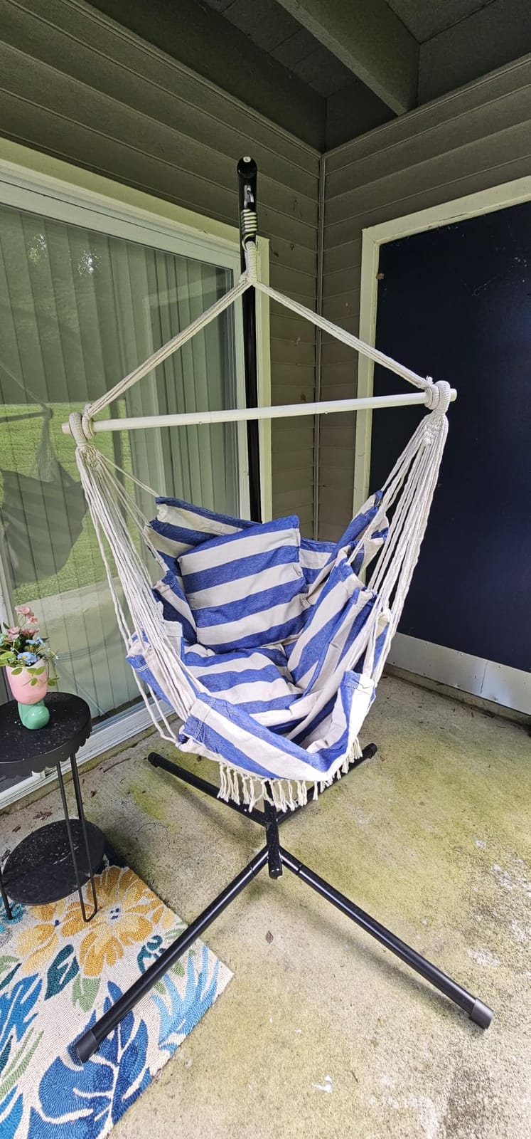 Chihee Hammock Chair Foot Rest 2 Cushions Max 485 lbs Metal Spreader Bar | Robust Hanging Chair Soft Cotton Blended Swing Collapsible Easy Storage Strong Strap Iron Carabiner Pocket Indoor Outdoor customer photo 2