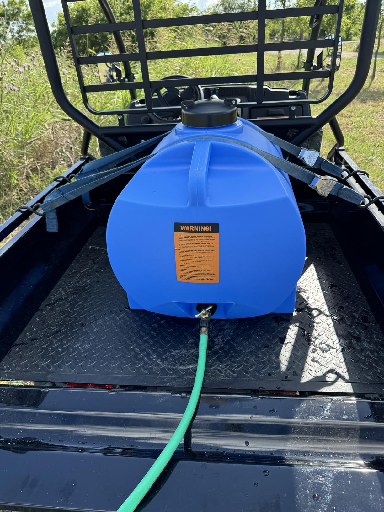 WaterPrepared 35 Gallon Portable Utility Water Tank, Blue | Drinking Water Container w/ Dispenser Spigot, Handles, & ATV Strapping Points - Water Storage for Camping, Survival, & Travel customer photo 1