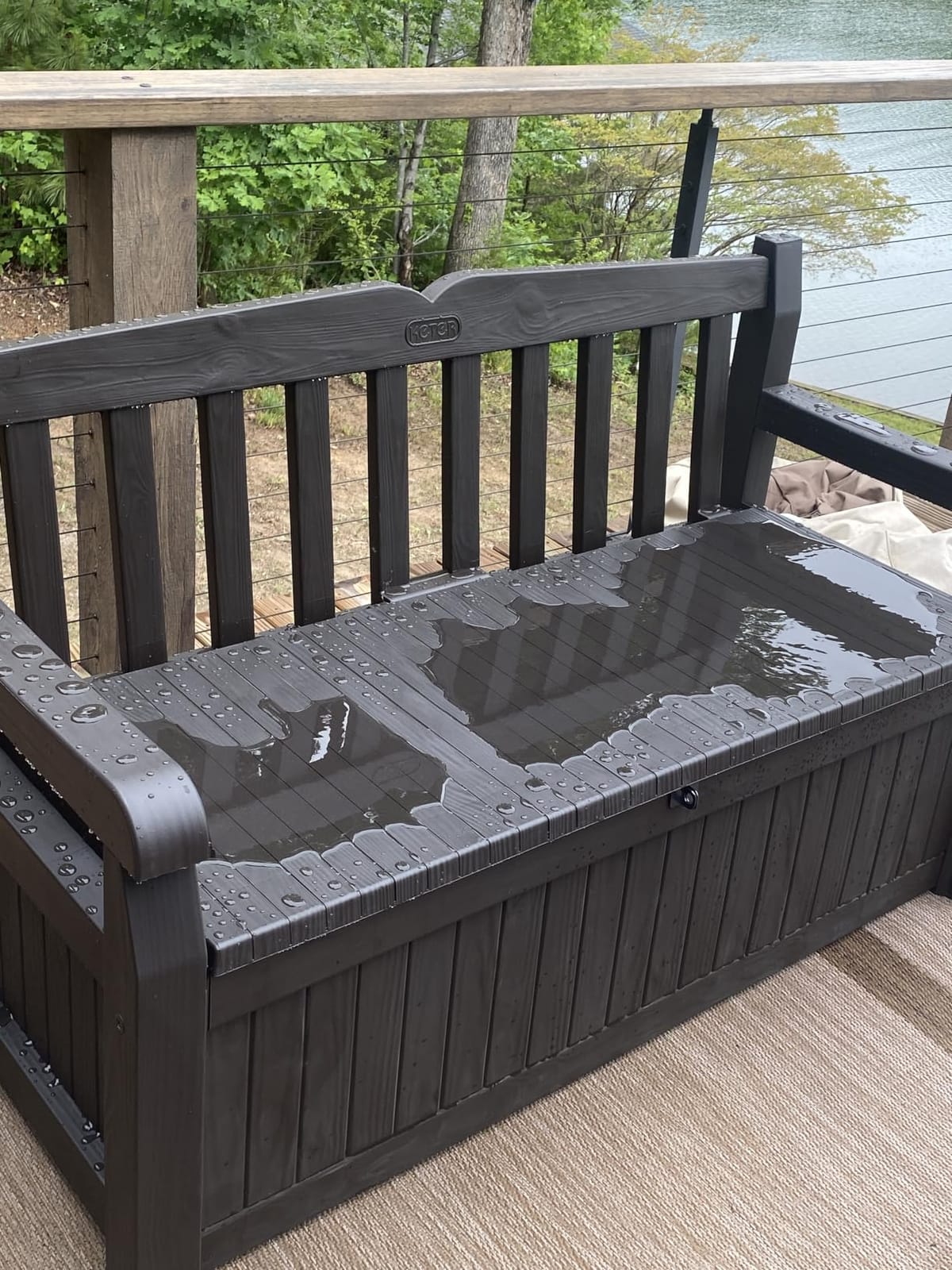 Keter Solana 70 Gal Outdoor Storage Bench for Patio and Pool Accessories | Grey, Resin, Seating, Waterproof, Lockable, Durable, Easy Assembly, Organization, Patio Cushions Storage, Garden Tools customer photo 2