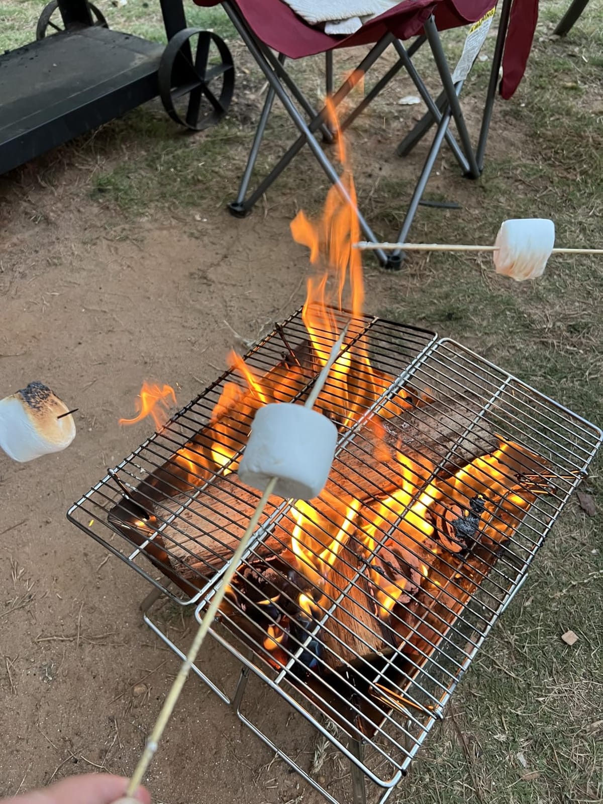 CAMPINGMOON Portable Fire Pit Grill 14 Inch Stainless Steel MT-2 | 2-Level Grill Height for 3-4 Person Camp Cooking customer photo 2