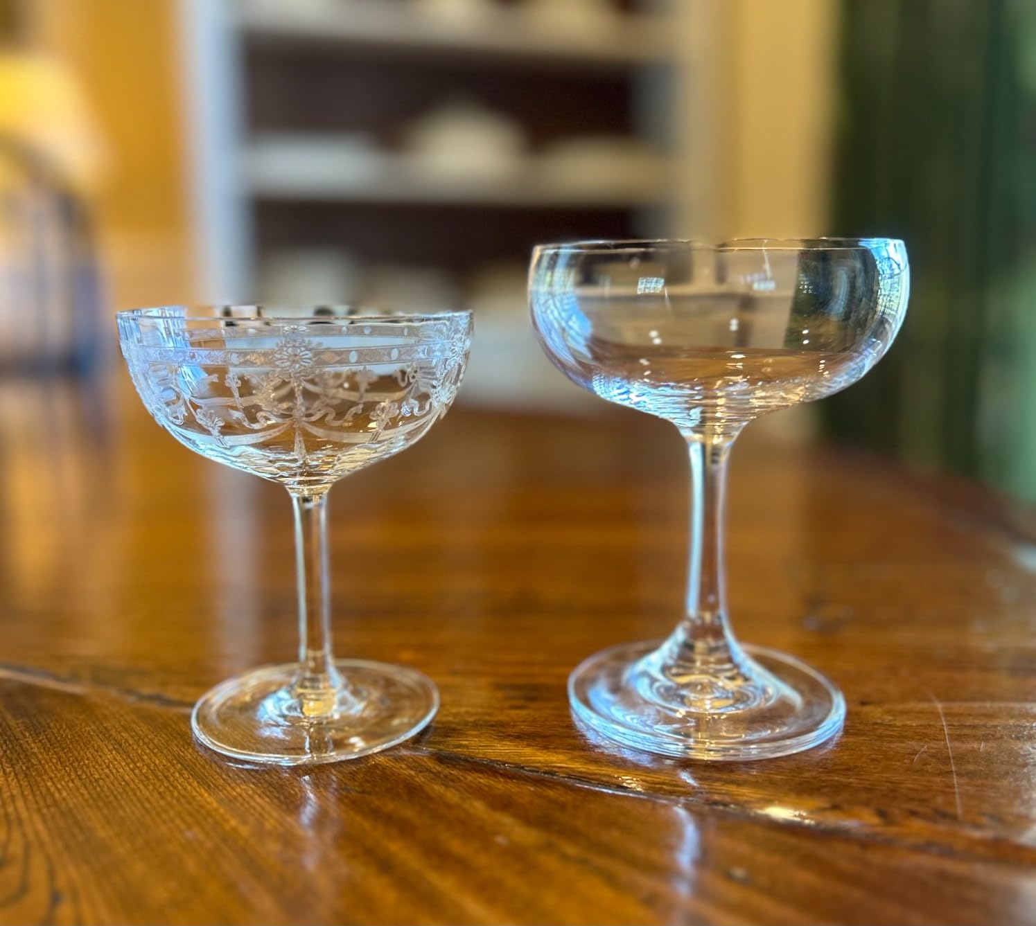 FAWLES Crystal Coupe Glasses, Set of 6, 7 Ounce(220ml), Elegant Short Stem Design, Clear Cocktail Glasses Sets Perfect for Drinking Champagne, Sweet Wine, etc. customer photo 2