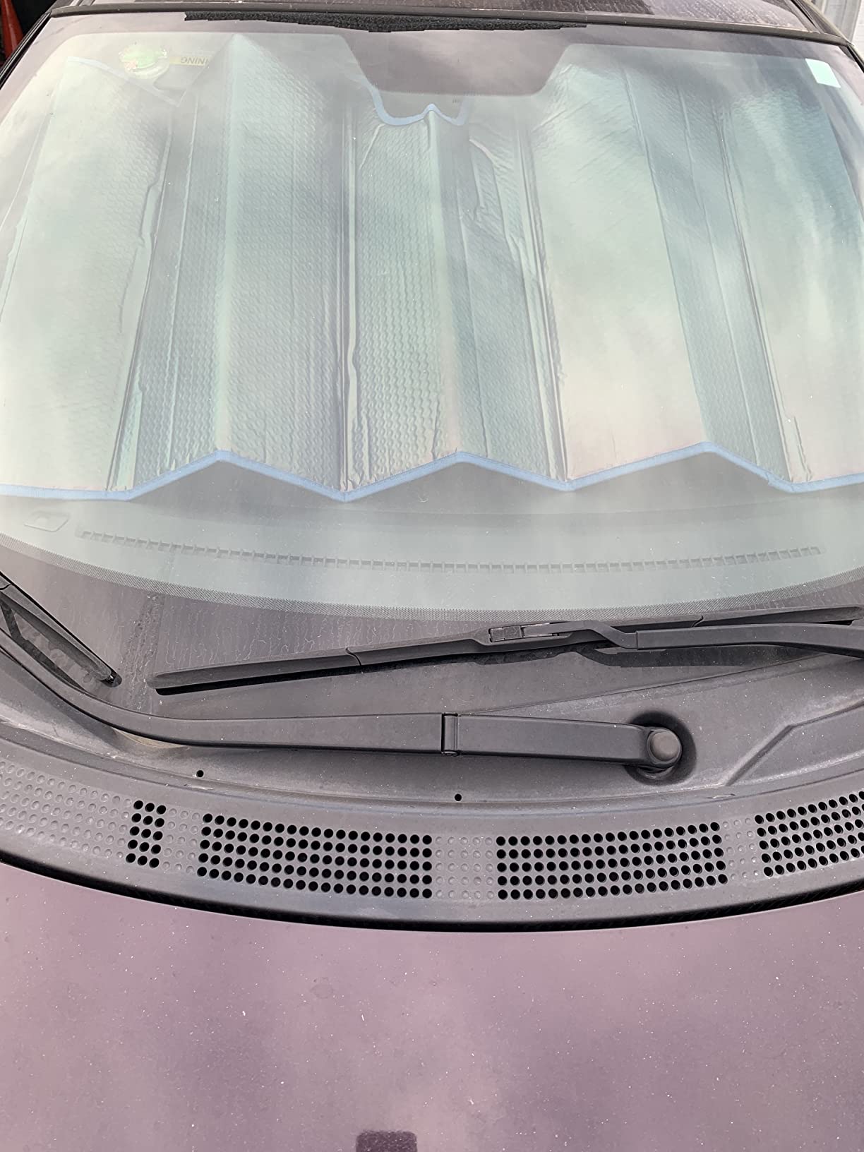Iridescent Matte White Front Windshield Sunshade-Accordion Folding Auto Shade for Car Truck SUV-Blocks UV Rays Sun Visor Protector-Keeps Your Vehicle Cool- 58 x 27 in customer photo 1