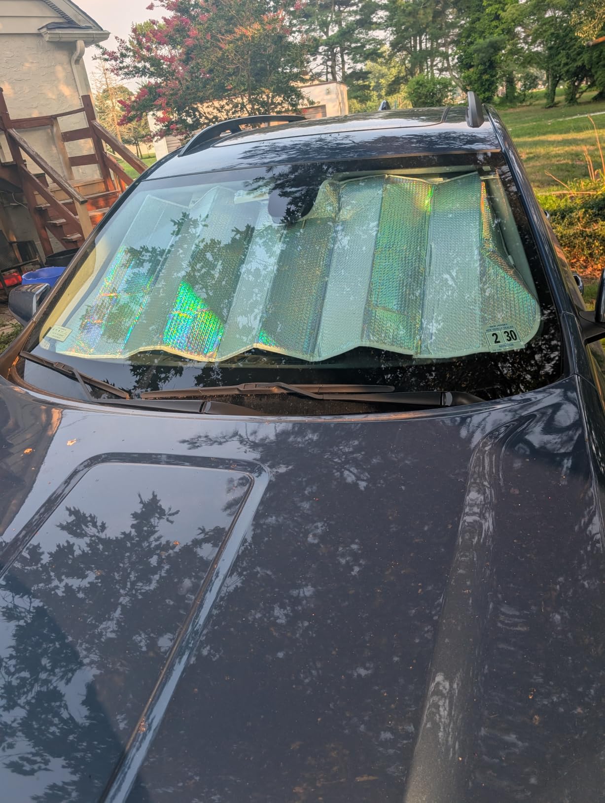 Iridescent Matte White Front Windshield Sunshade-Accordion Folding Auto Shade for Car Truck SUV-Blocks UV Rays Sun Visor Protector-Keeps Your Vehicle Cool- 58 x 27 in customer photo 2
