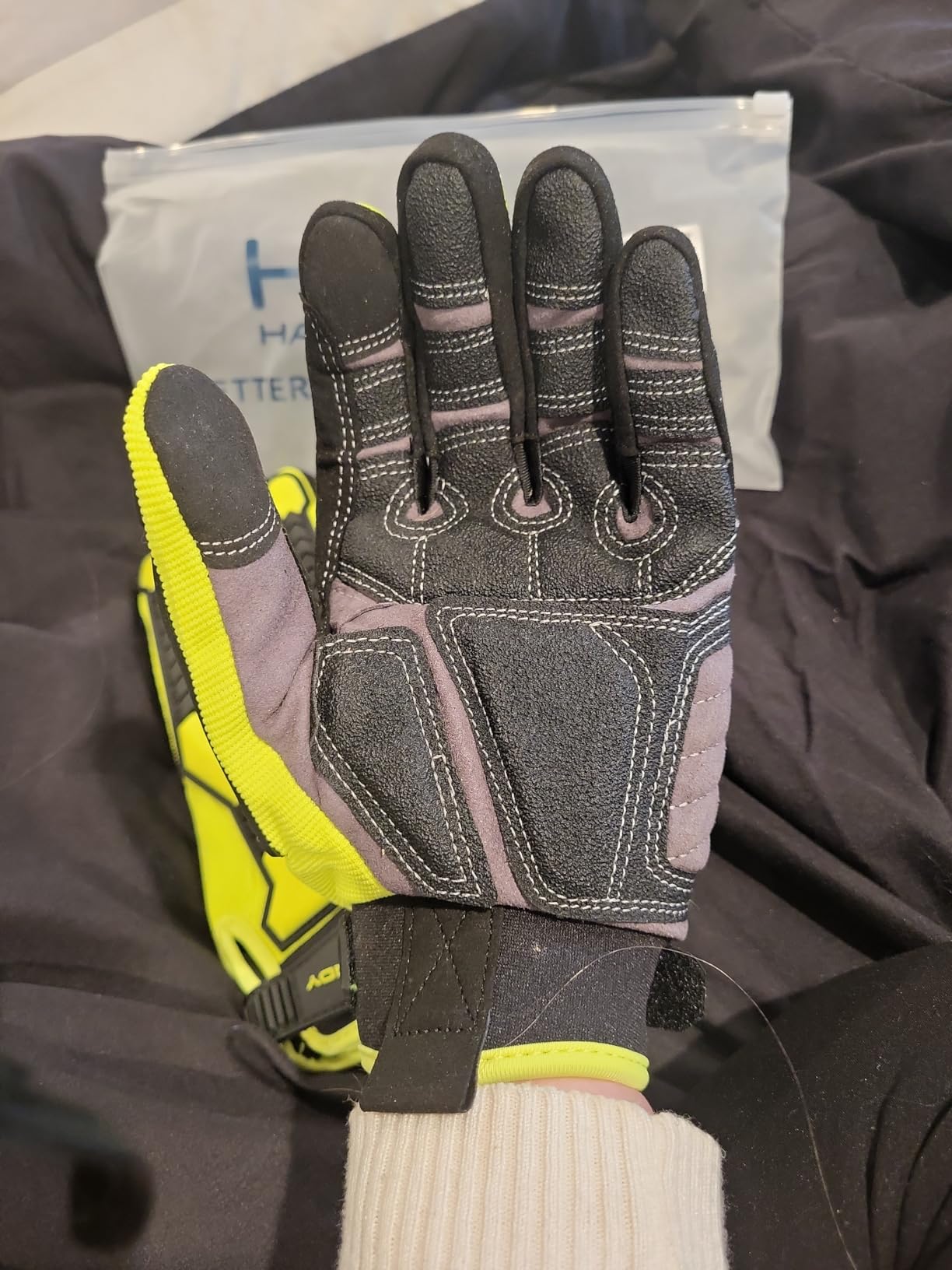 HANDLANDY HLDD Heavy Duty Work Gloves, TPR Protector Impact Gloves, Men Anti Vibration Mechanic Work Glove TouchScreen customer photo 2