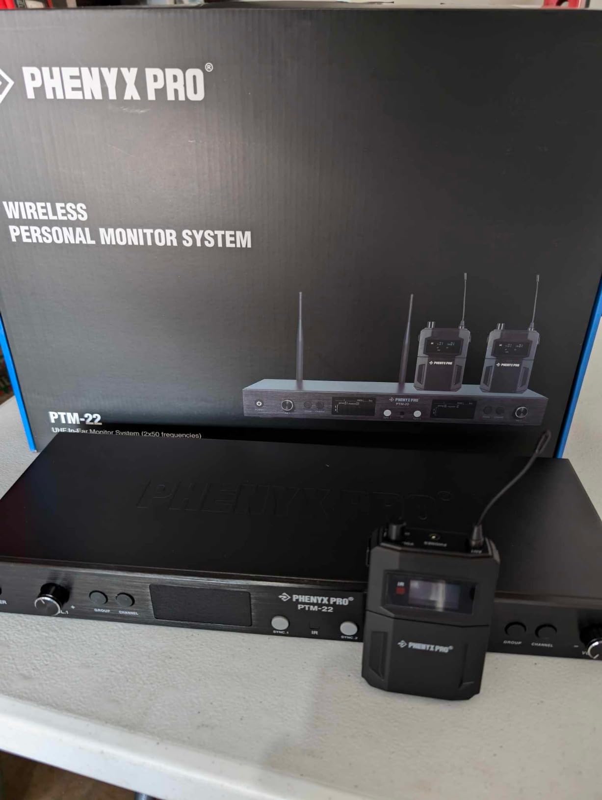 Phenyx Pro UHF Mono Dual Wireless in-Ear Monitor System, Metal Wireless IEM System, Sturdy Bodypack Receiver, 2x50 Frequencies, Separate Outputs,164ft Operation, Suitable for Band and Studio (PTM-22) customer photo 2