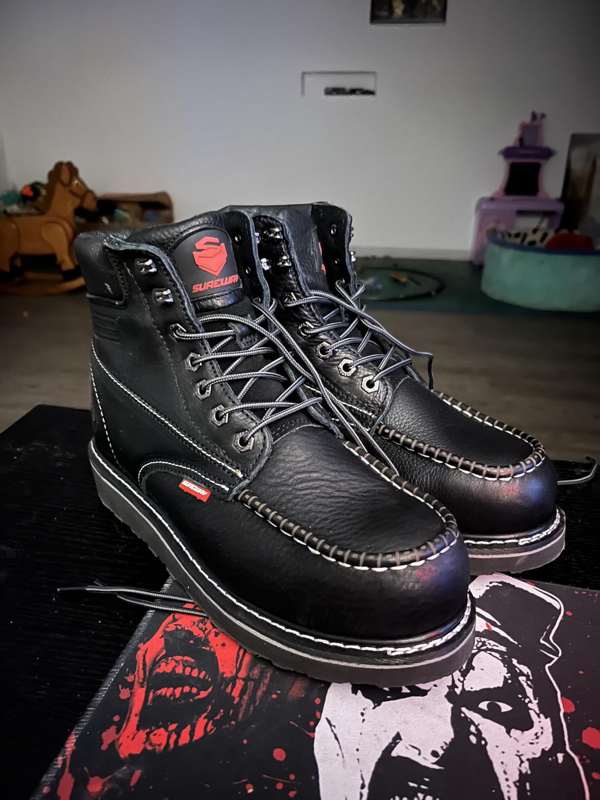 SUREWAY Mens Heavy Duty Wedge Moc Toe Work Boots Soft/Composite/Steel Toe customer photo 1