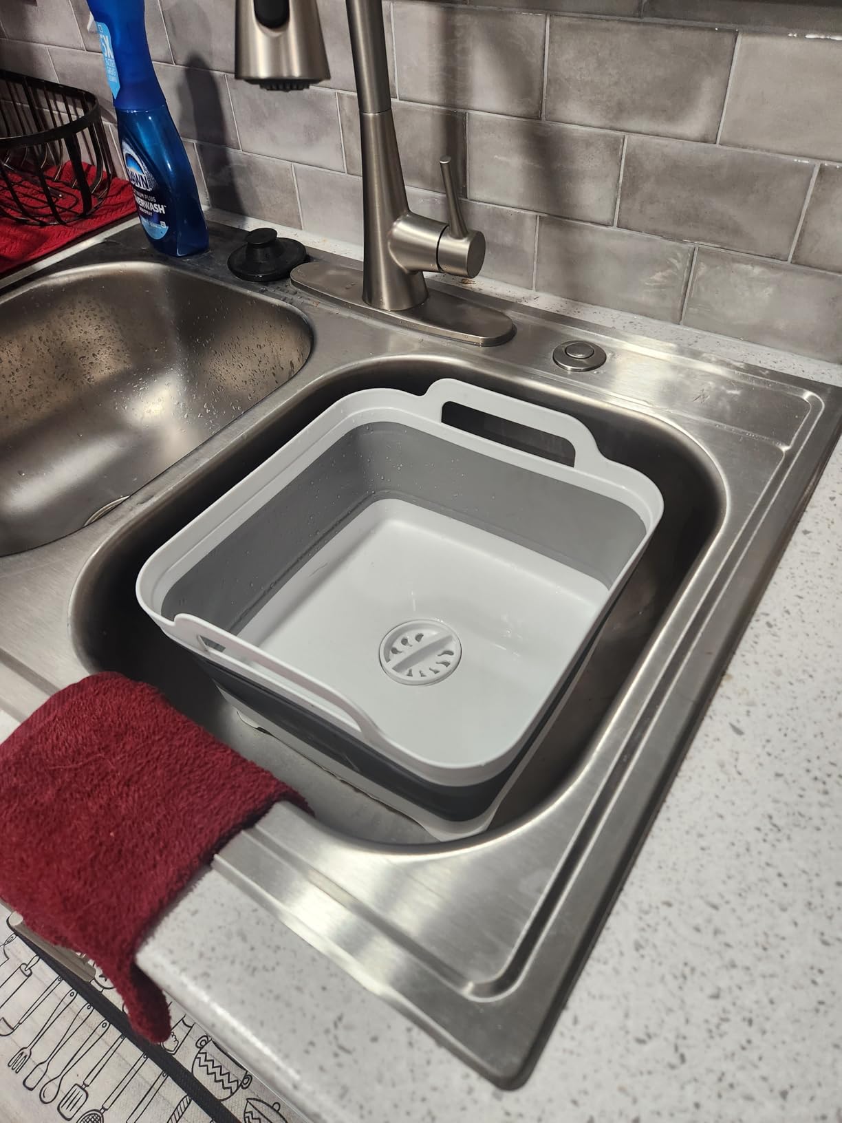 MontNorth Collapsible Wash Basin 9L, Foldable Dish Tub with Drain Plug, Portable Collapsible Dish Basin, Camping Sink for Washing Dishes, Laundry & Kitchen Use,Gray customer photo 2