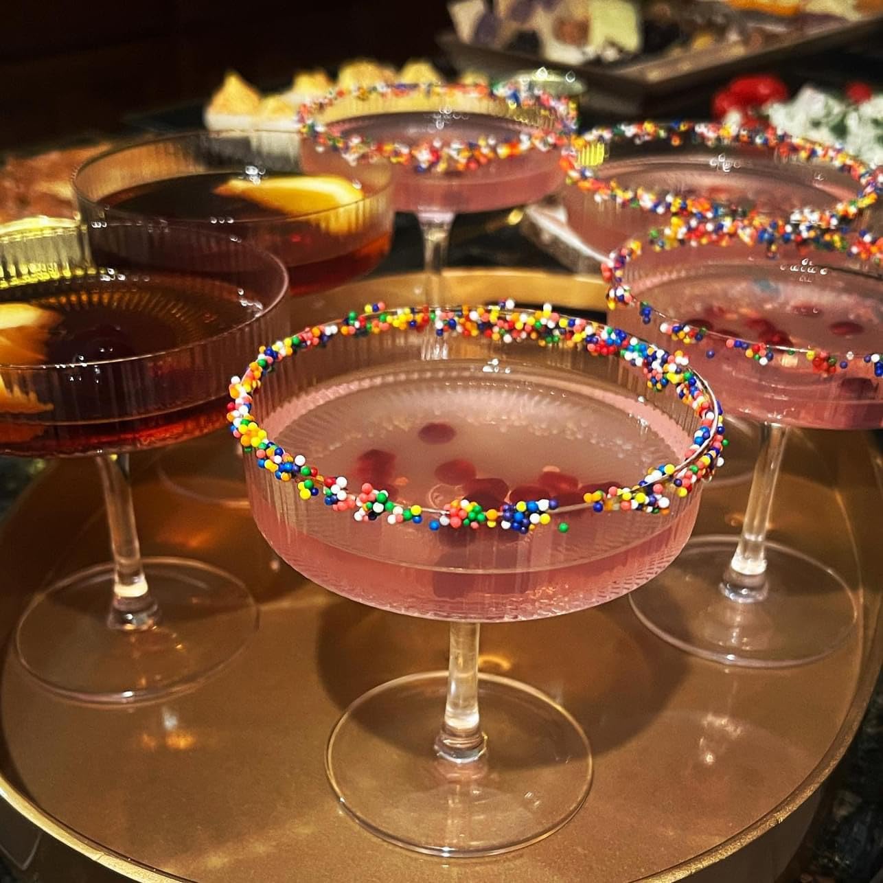 Vintage Art Deco Coupe Glasses | Set of 4 | 7 oz Classic Cocktail Glassware for Champagne, Martini, Manhattan, Cosmopolitan, Sidecar | Crystal Speakeasy Style Saucer Goblets with Stems customer photo 2