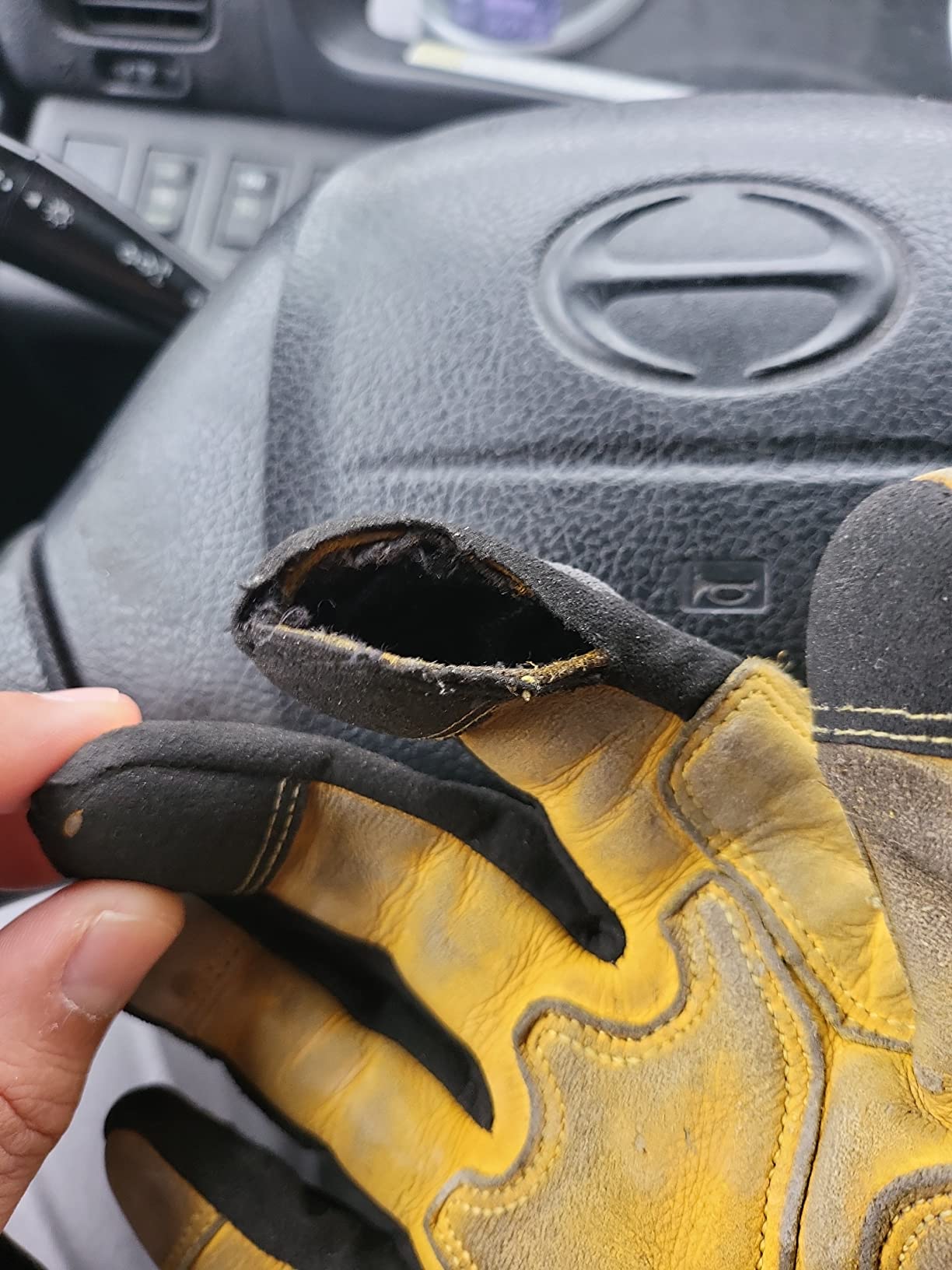 Vgo...…1Pair Leather Heavy Duty Work Gloves,Mechanics Gloves,Impact Resistant, Anti-Vibration, Water-repellent (CA7725) customer photo 1