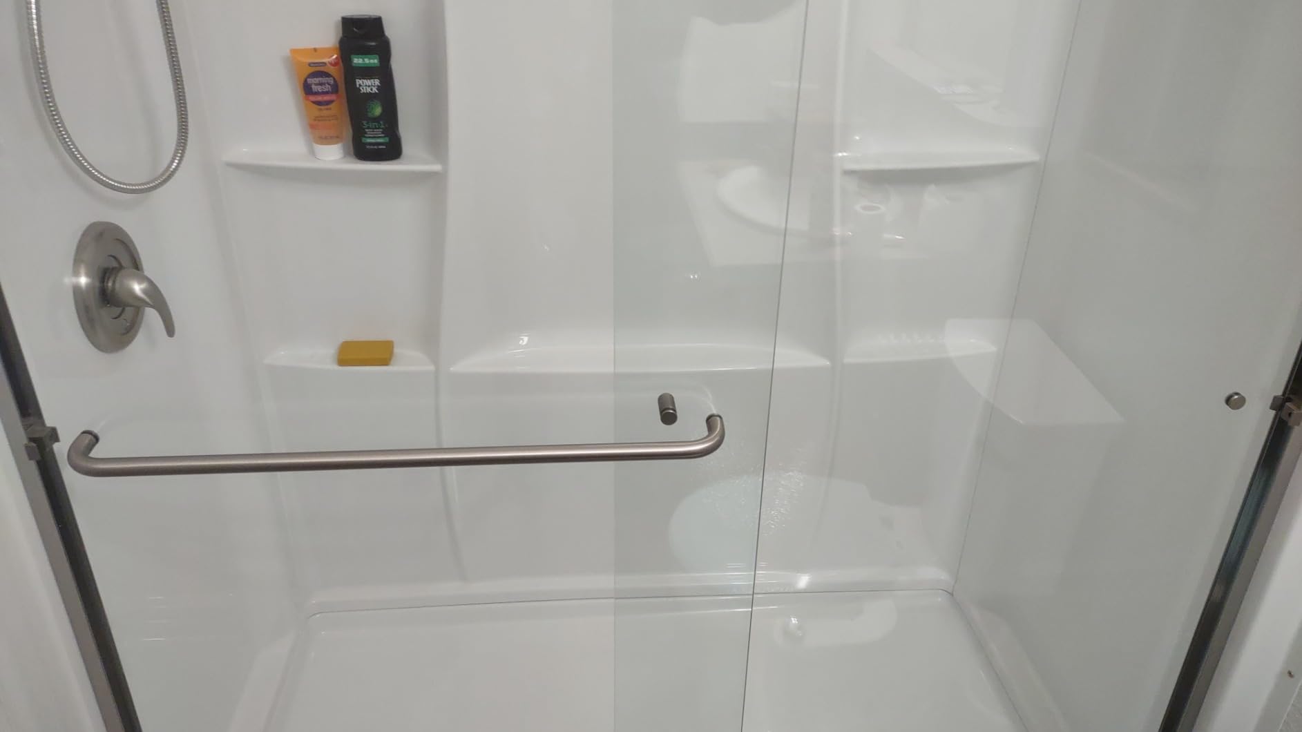 ELEGANT Semi-Frameless Sliding Shower Door Adjustable 56-60 in. W x 72 in. H, Bathroom Sliding Shower Door with 1/4'' Clear Tempered Glass, Matte Black Finish Double Sliding Glass Shower Enclosure customer photo 2