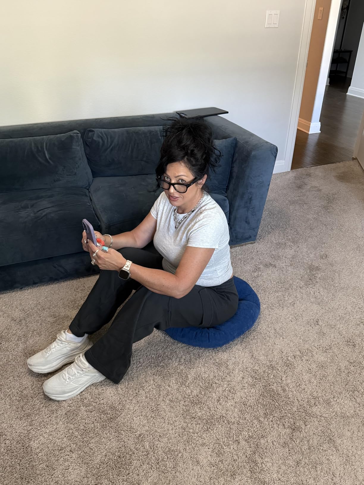 Large Floor Pillow for Adults, Square Meditation Cushion, 22 Inch Grey customer photo 1