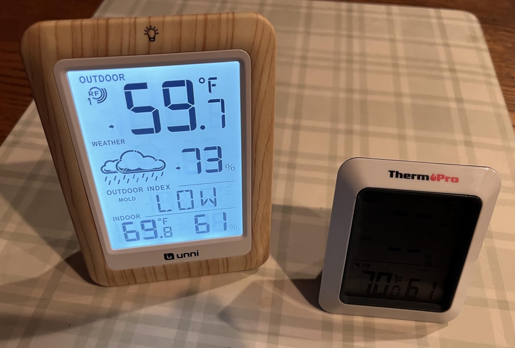 Indoor Outdoor Thermometer Hygrometer Wireless Weather Station, Temperature Humidity Monitor Battery Powered Inside Outside Thermometers with 330ft Range Remote Sensor and Backlight Display customer photo 1